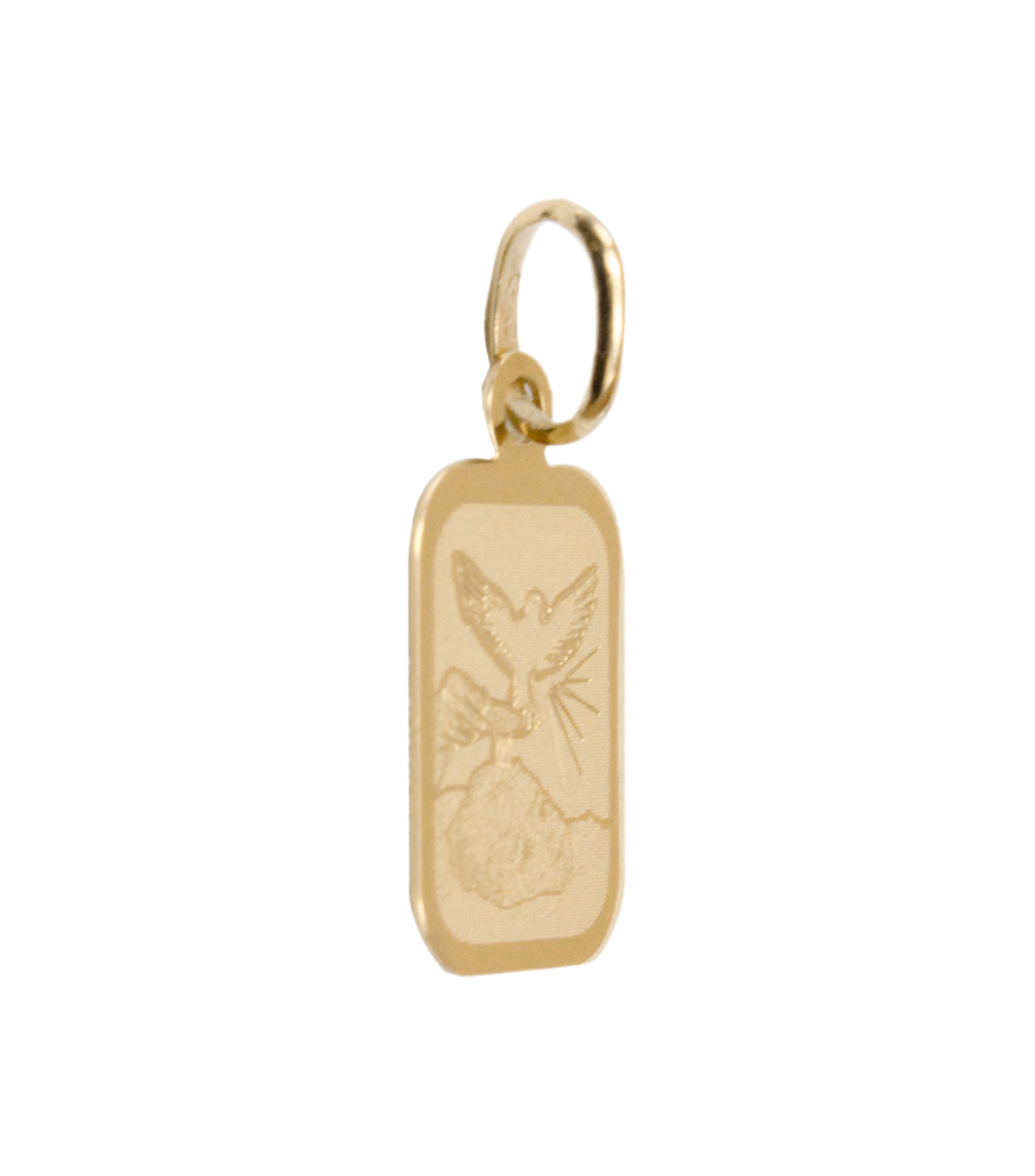 Medalla cuadrada Bautizo en oro de 14 kilates Unisex