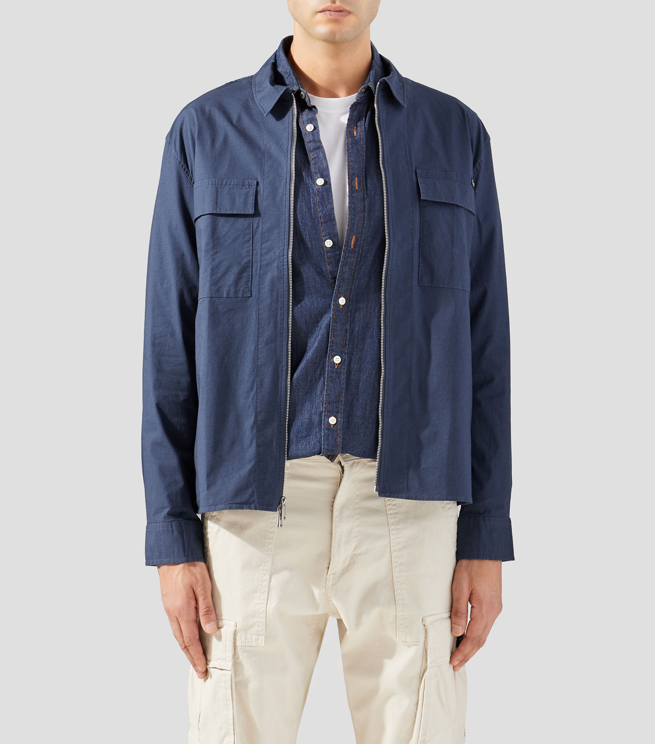 Sobrecamisa lisa manga larga Hombre