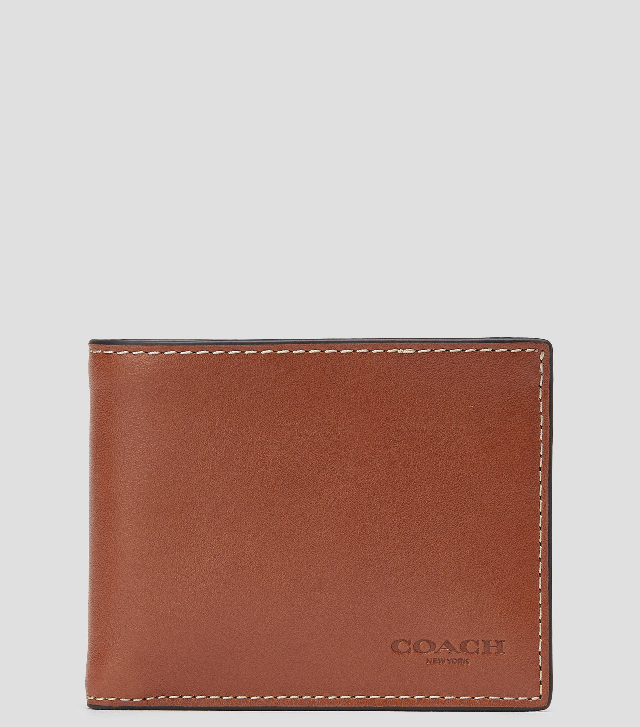 Cartera bifold en piel vacuna liso Hombre