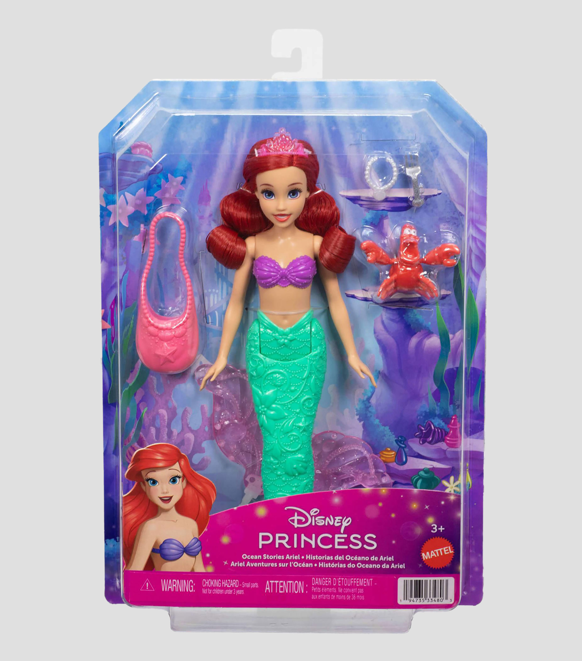 Princesa Ariel con accesorios y mascota