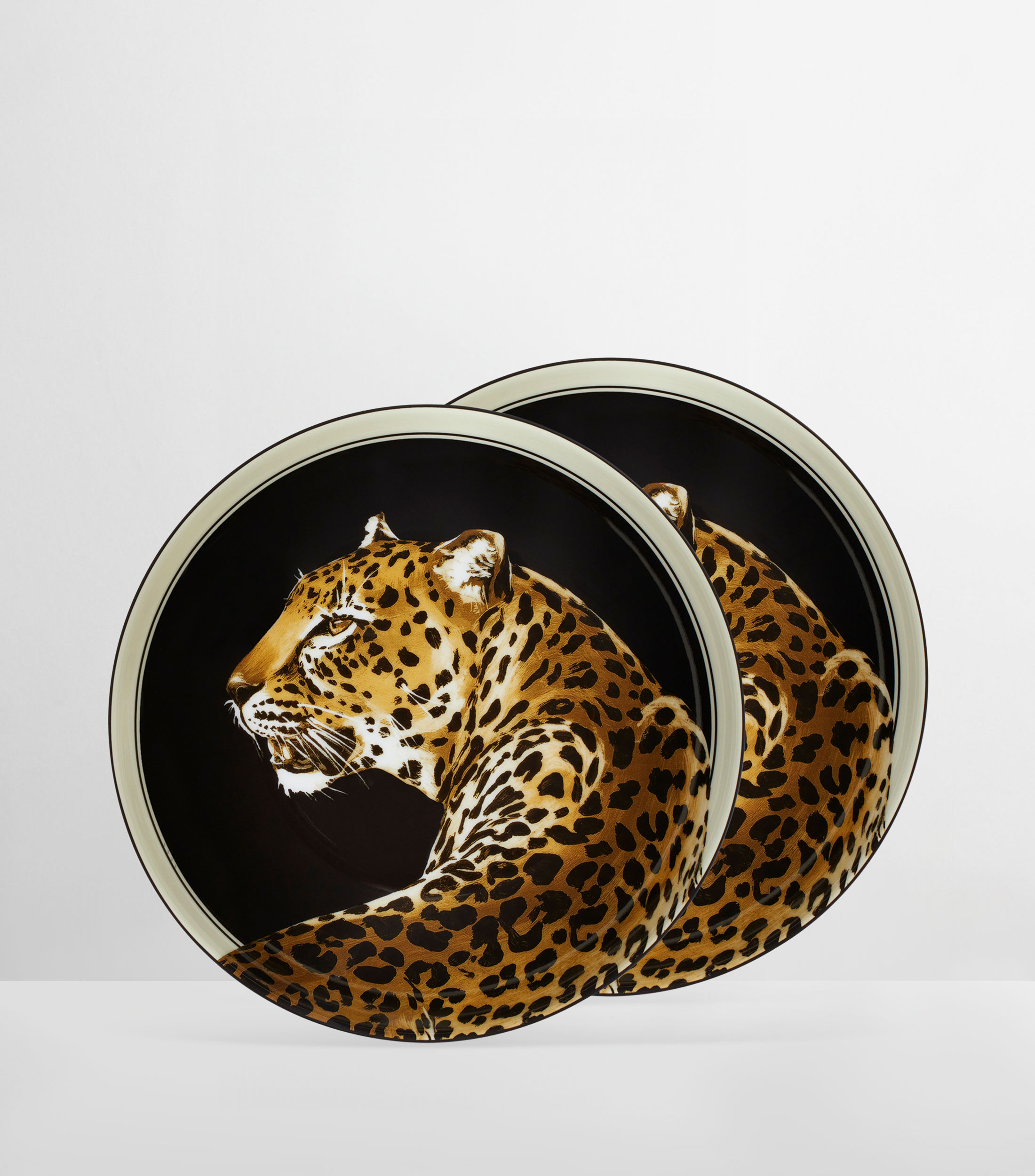 Set 2 platos para sopa Leopardo en porcelana estampado