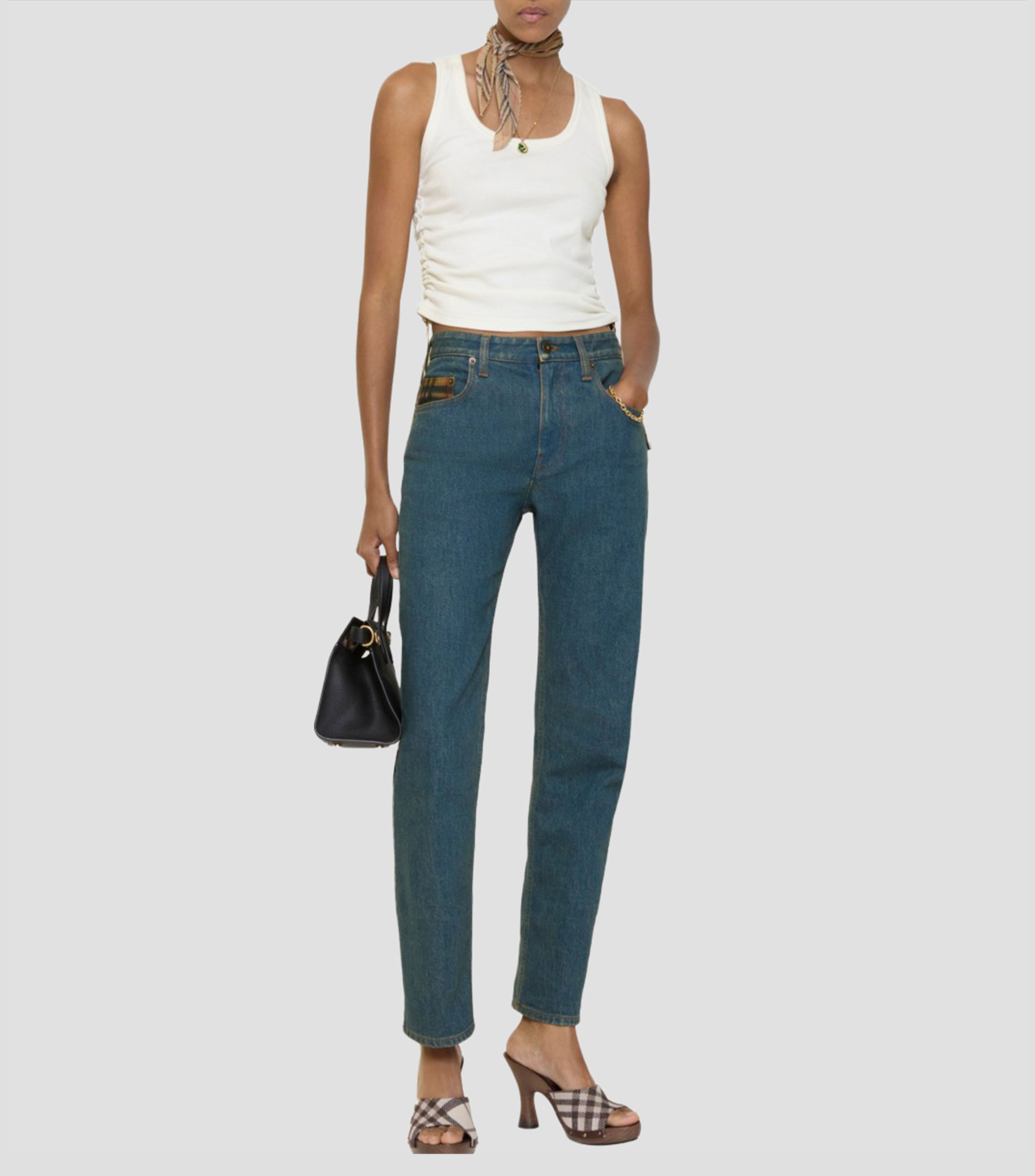 Jeans corte recto liso Mujer