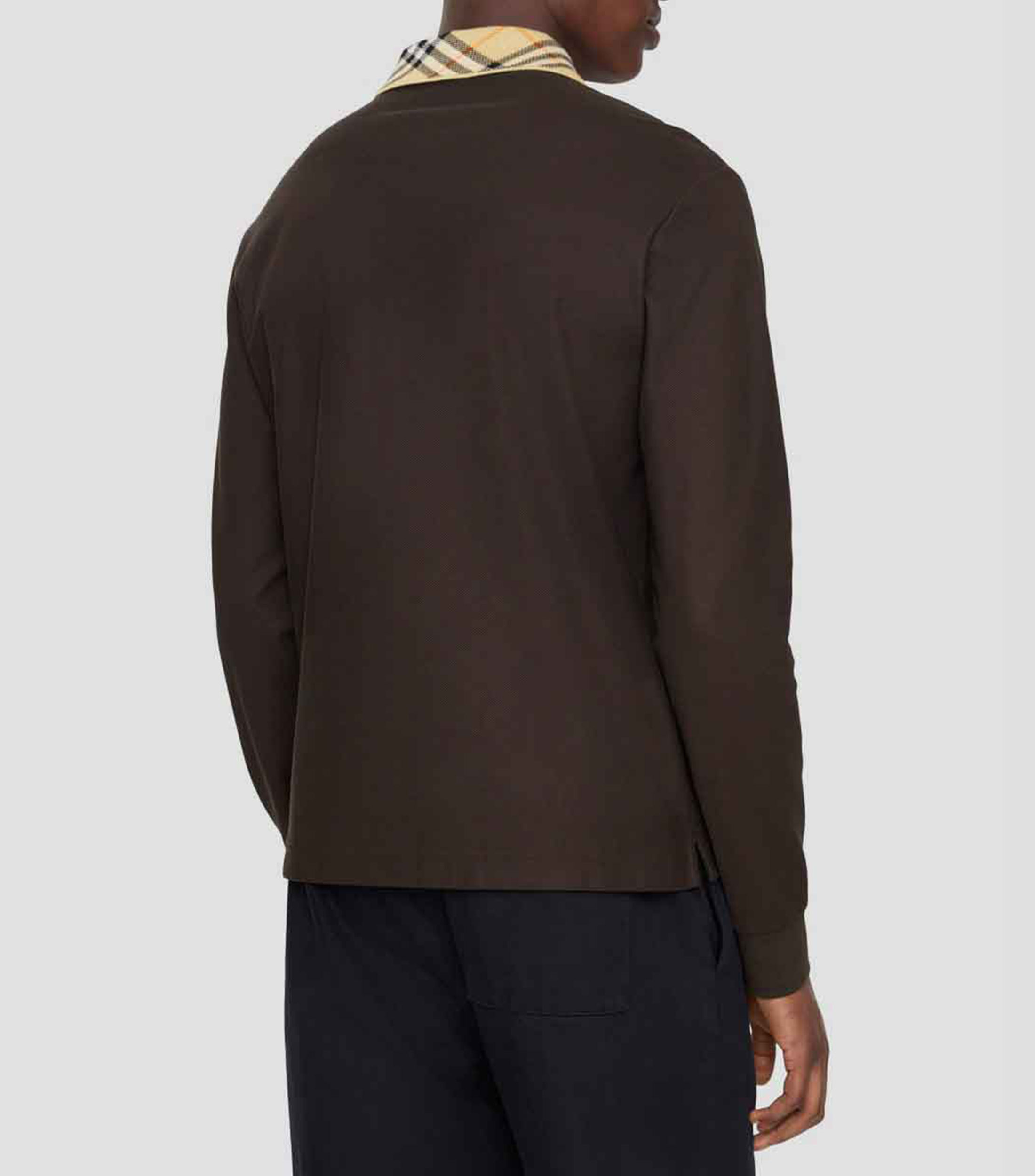 Playera tipo polo manga larga liso Hombre