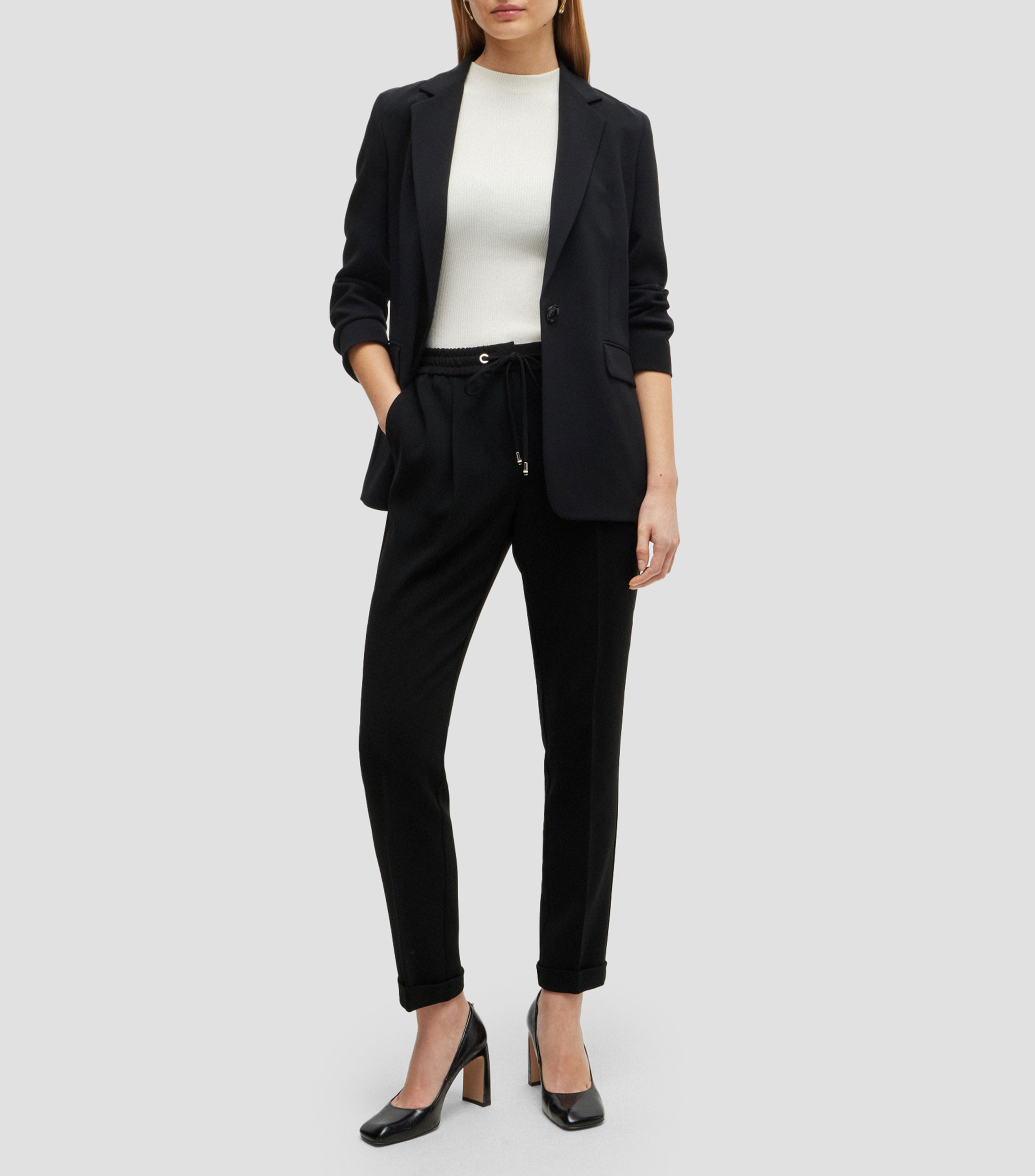 Pantalón regular fit de crepé japonés Mujer