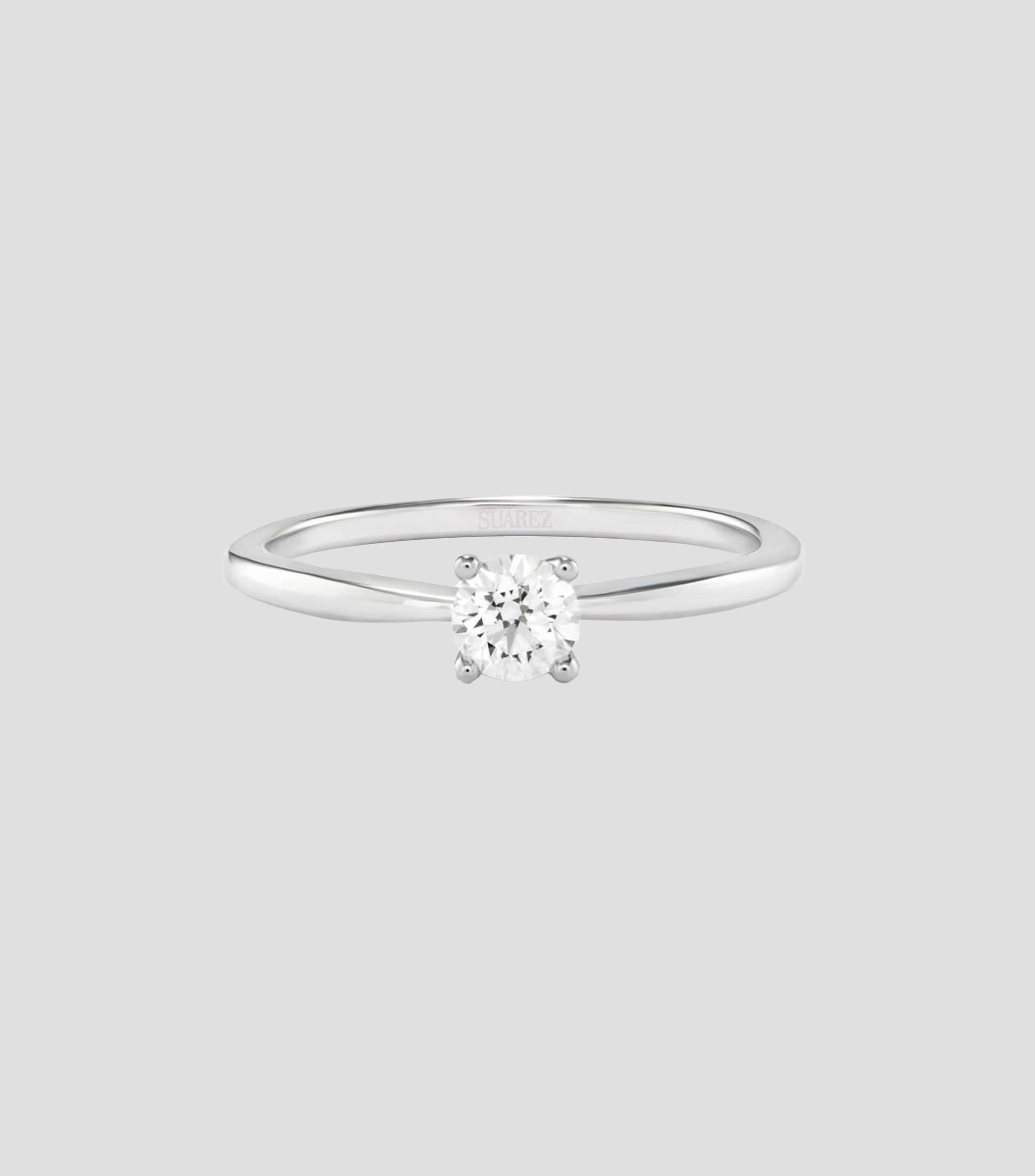 Anillo solitario en Oro blanco de 18 Kilates Compromiso con diamante Mujer