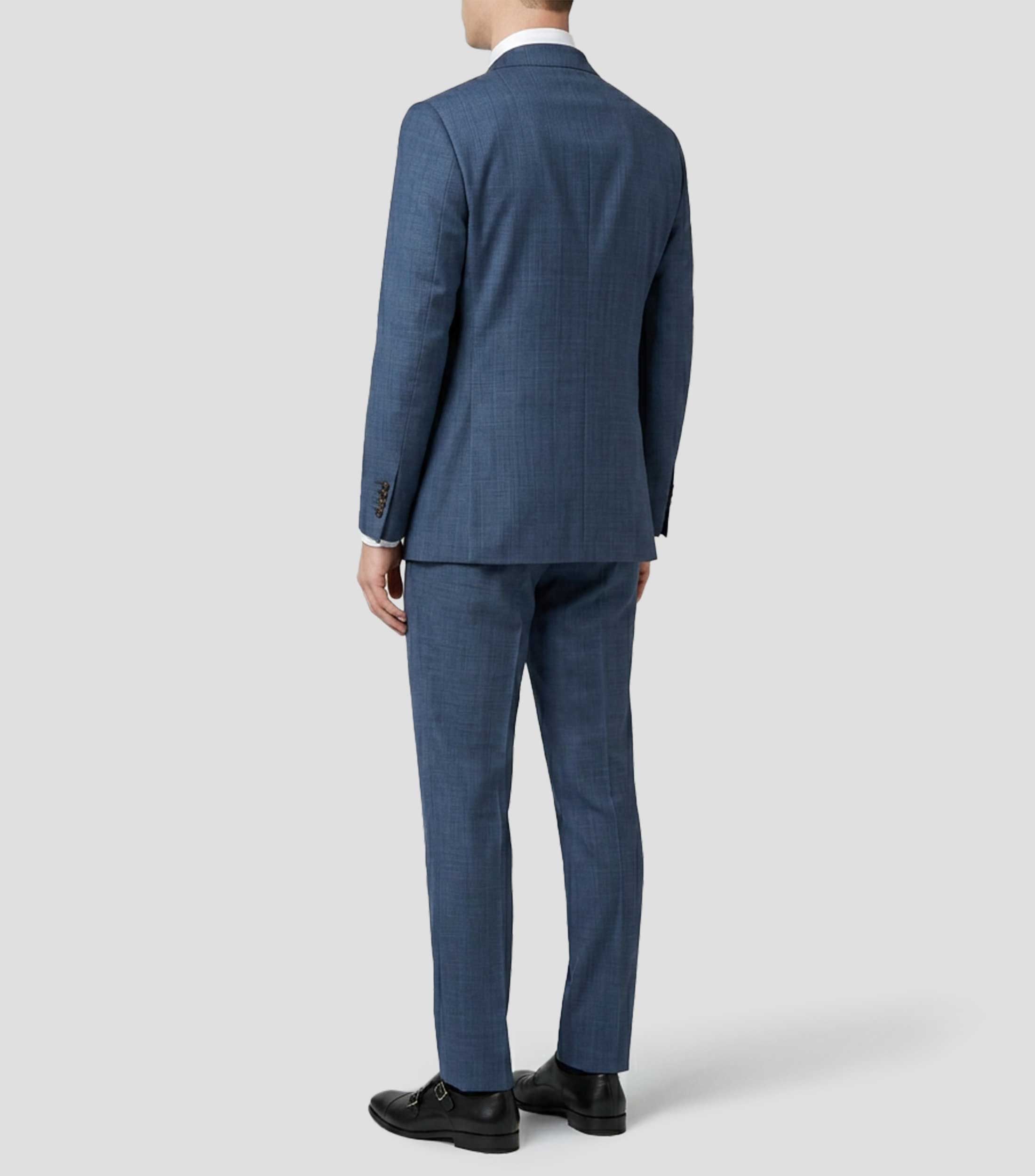 Traje de lana corte regular con microdiseño Hombre