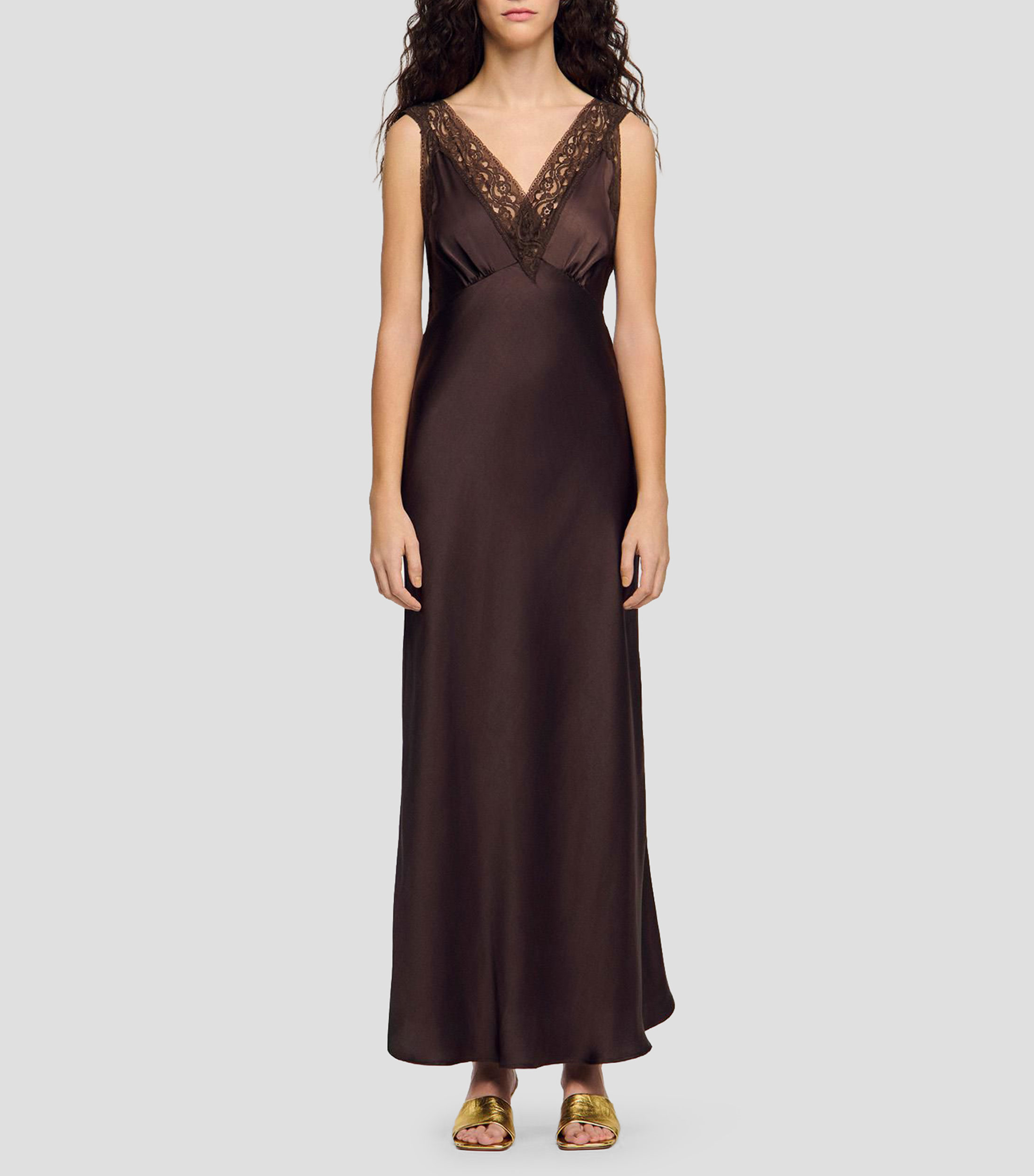 Vestido largo liso Mujer