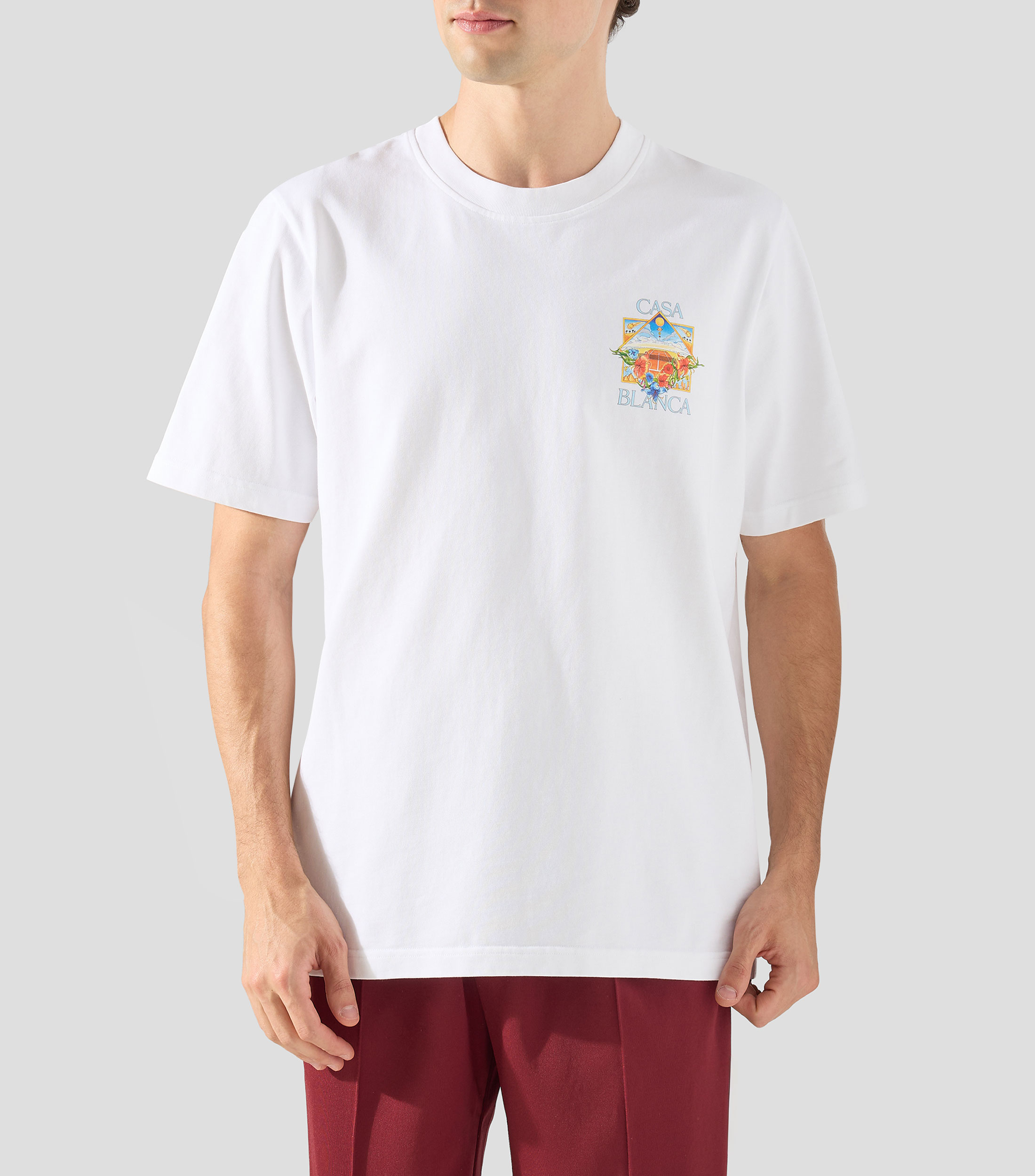 Playera de cuello redondo con manga corta estampada Hombre