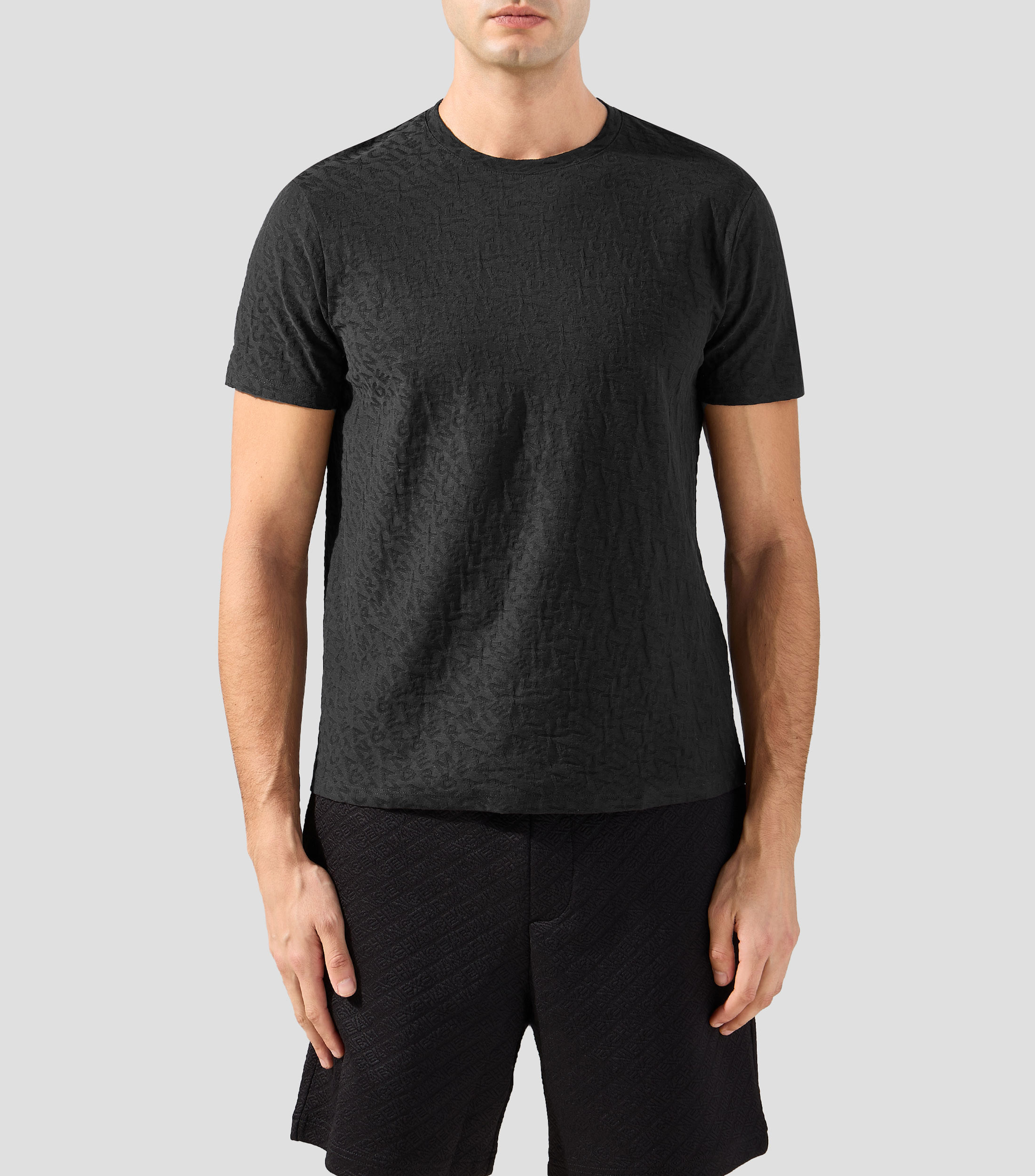 Playera cuello redondo manga corta sólida Hombre