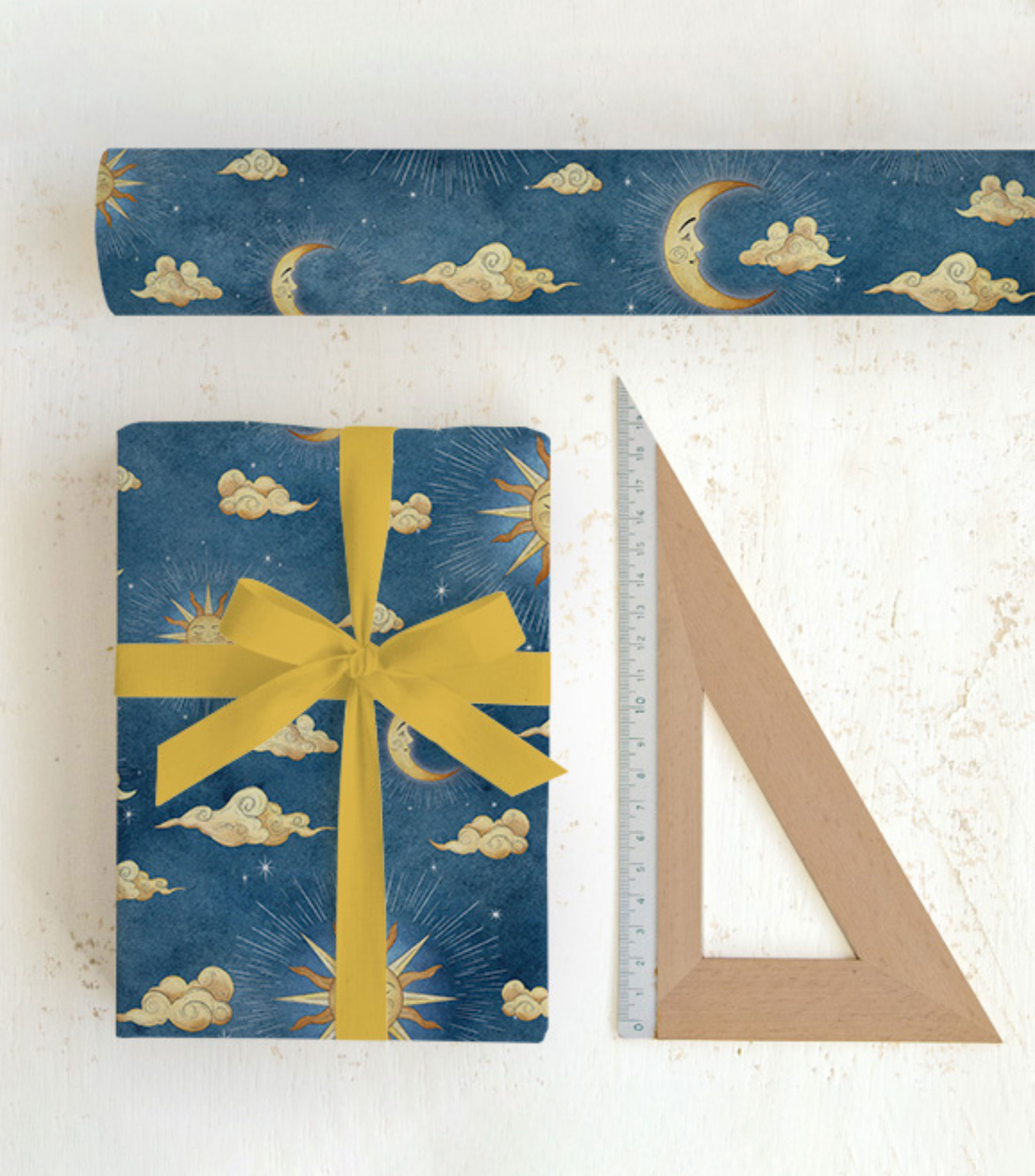Pliego de papel para envolver Sol y Luna