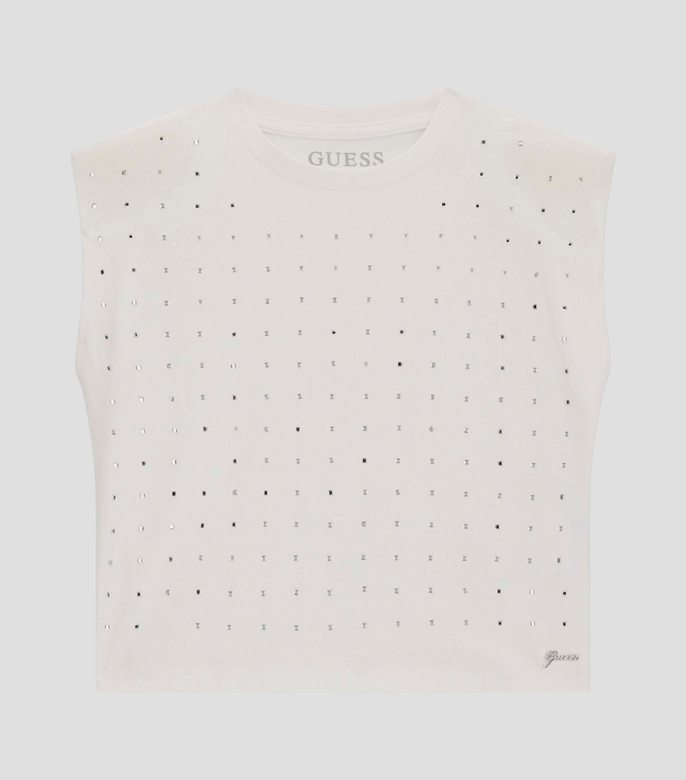 Playera cuello redondo sin mangas con microdiseños Niña
