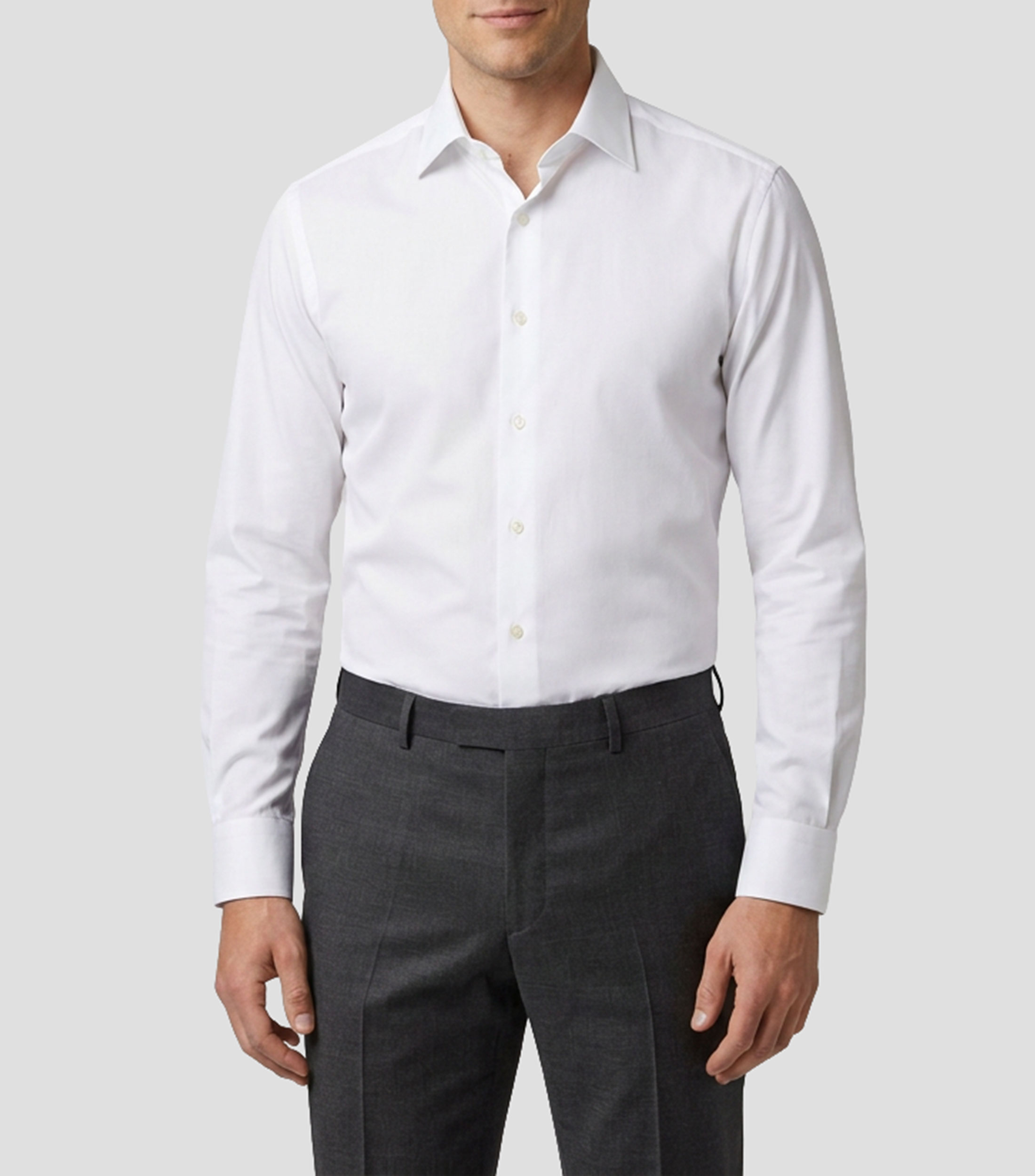 Camisa de vestir lisa manga larga Hombre