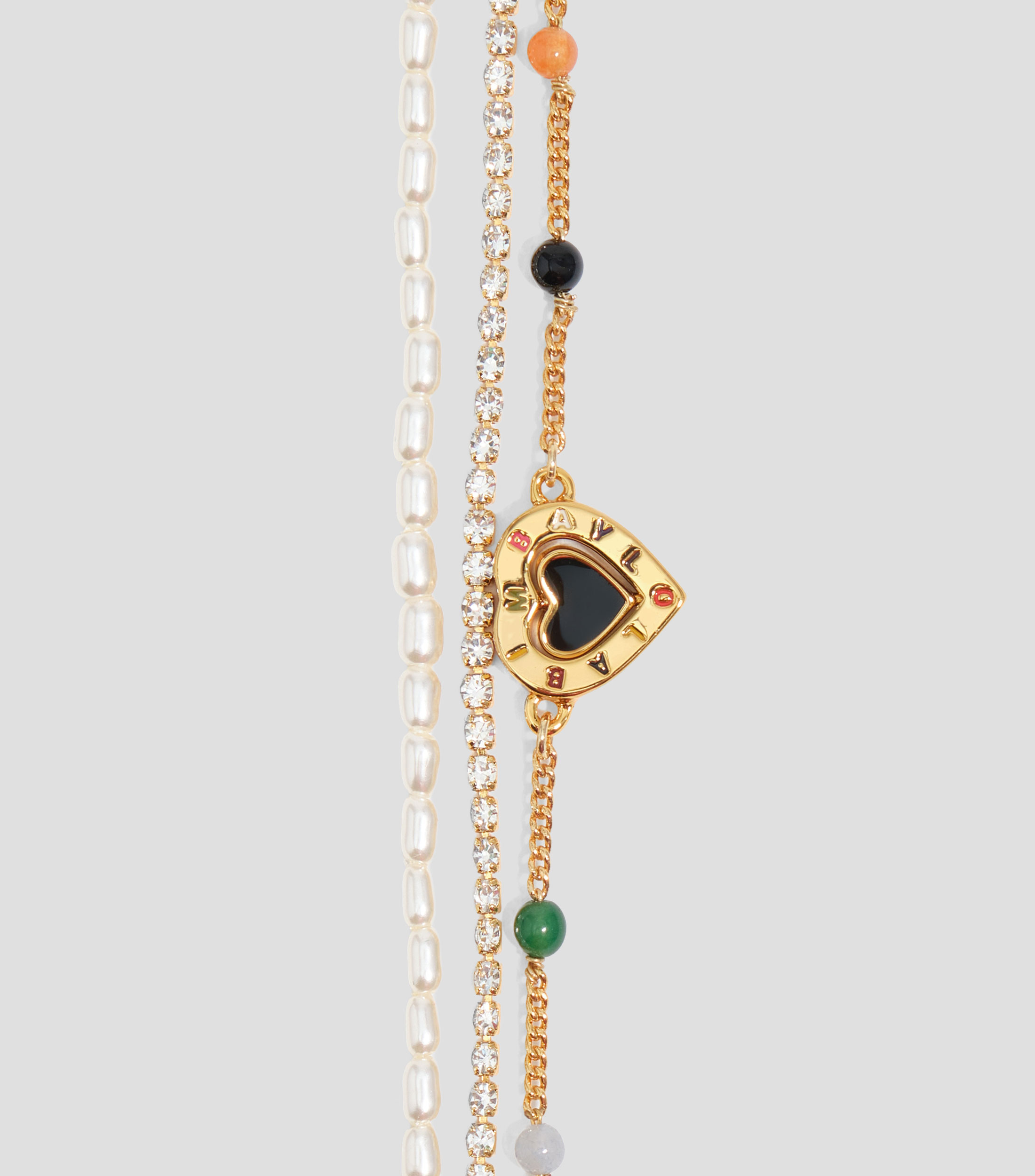 Collar triple piedras y logo corazón Mujer