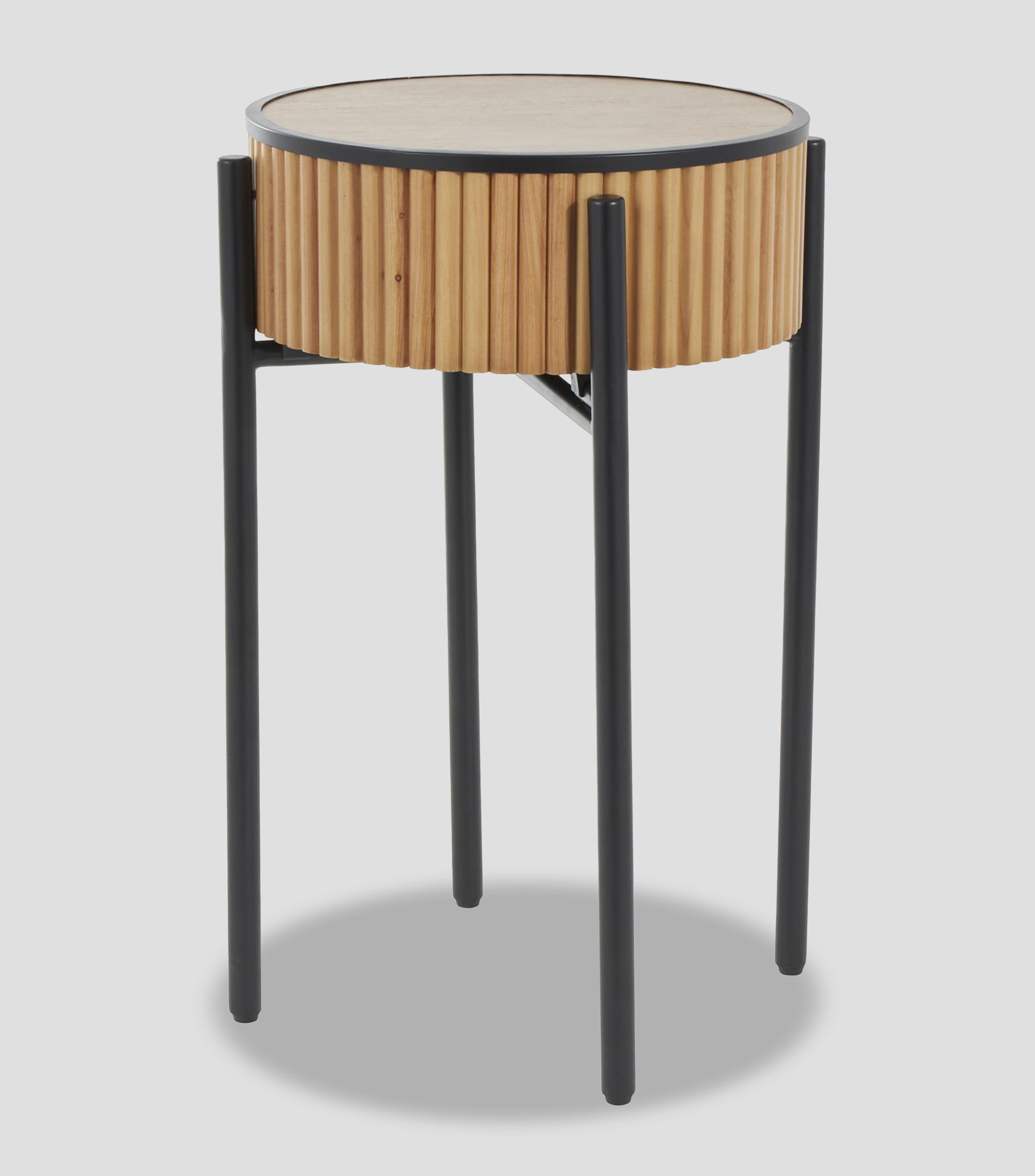 Mesa lateral en MDF y metal marrón