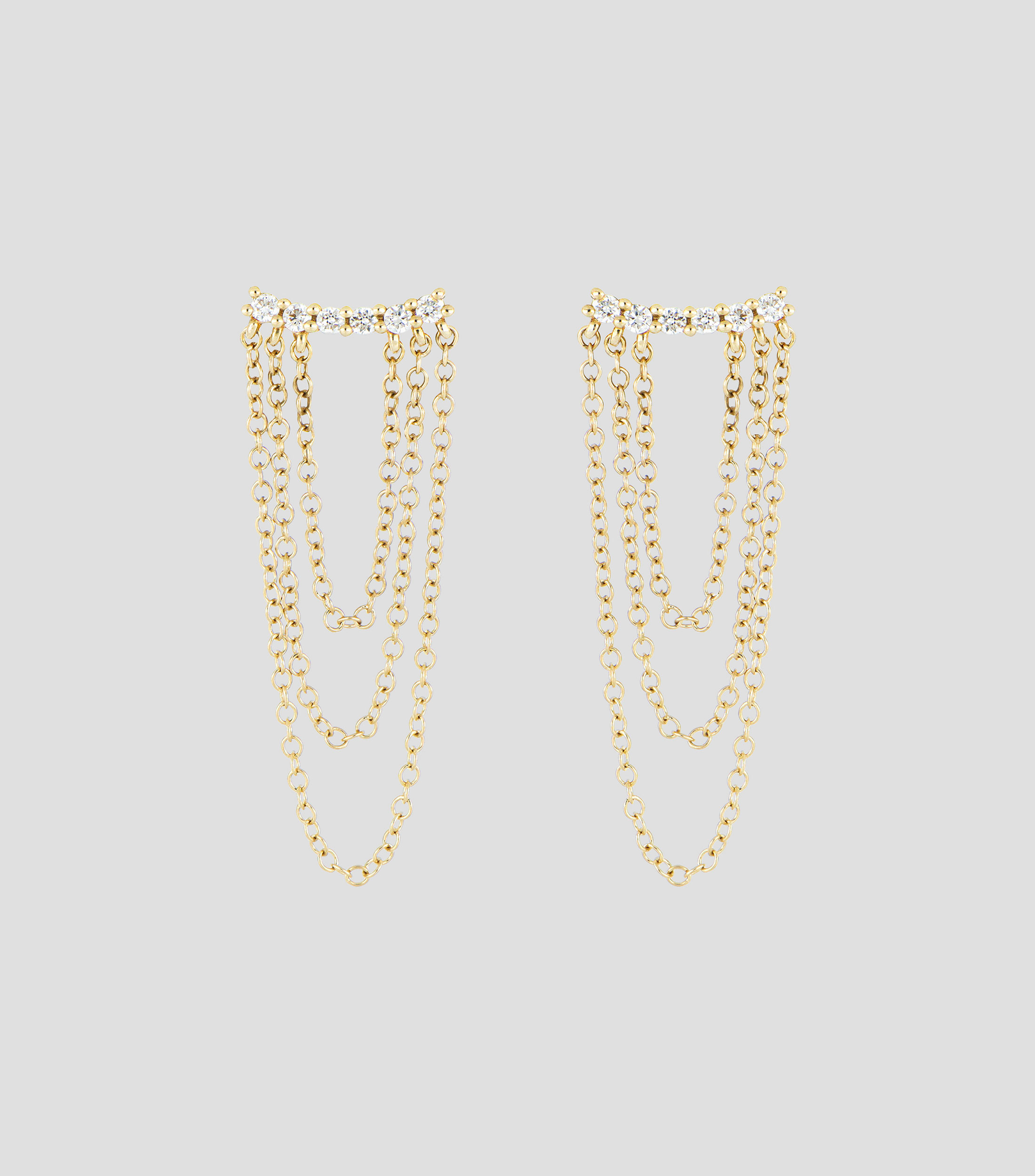Aretes en oro amarillo de 14 kilates con diamantes Mujer