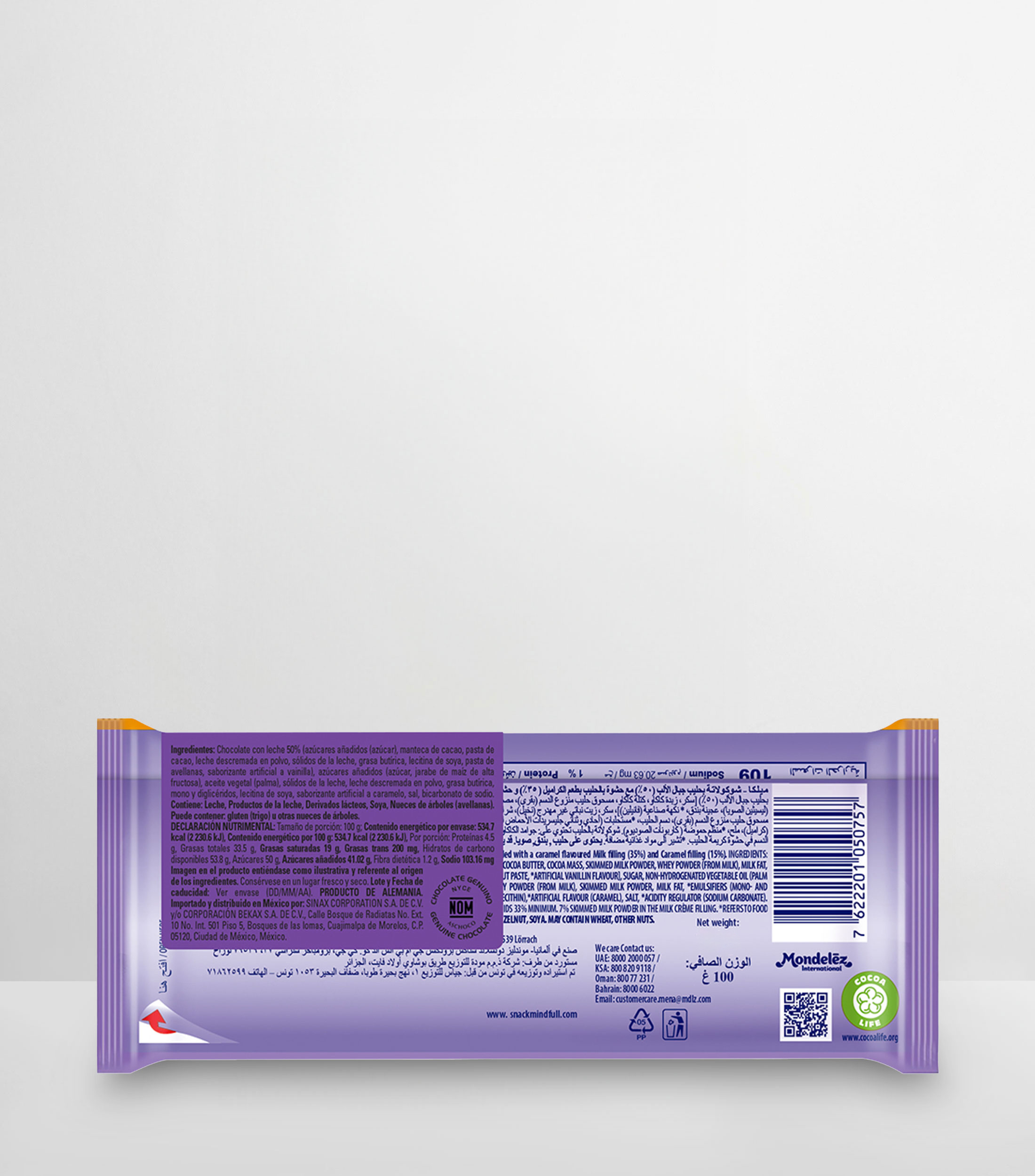 Chocolate con leche sabor a caramelo, 100 gr