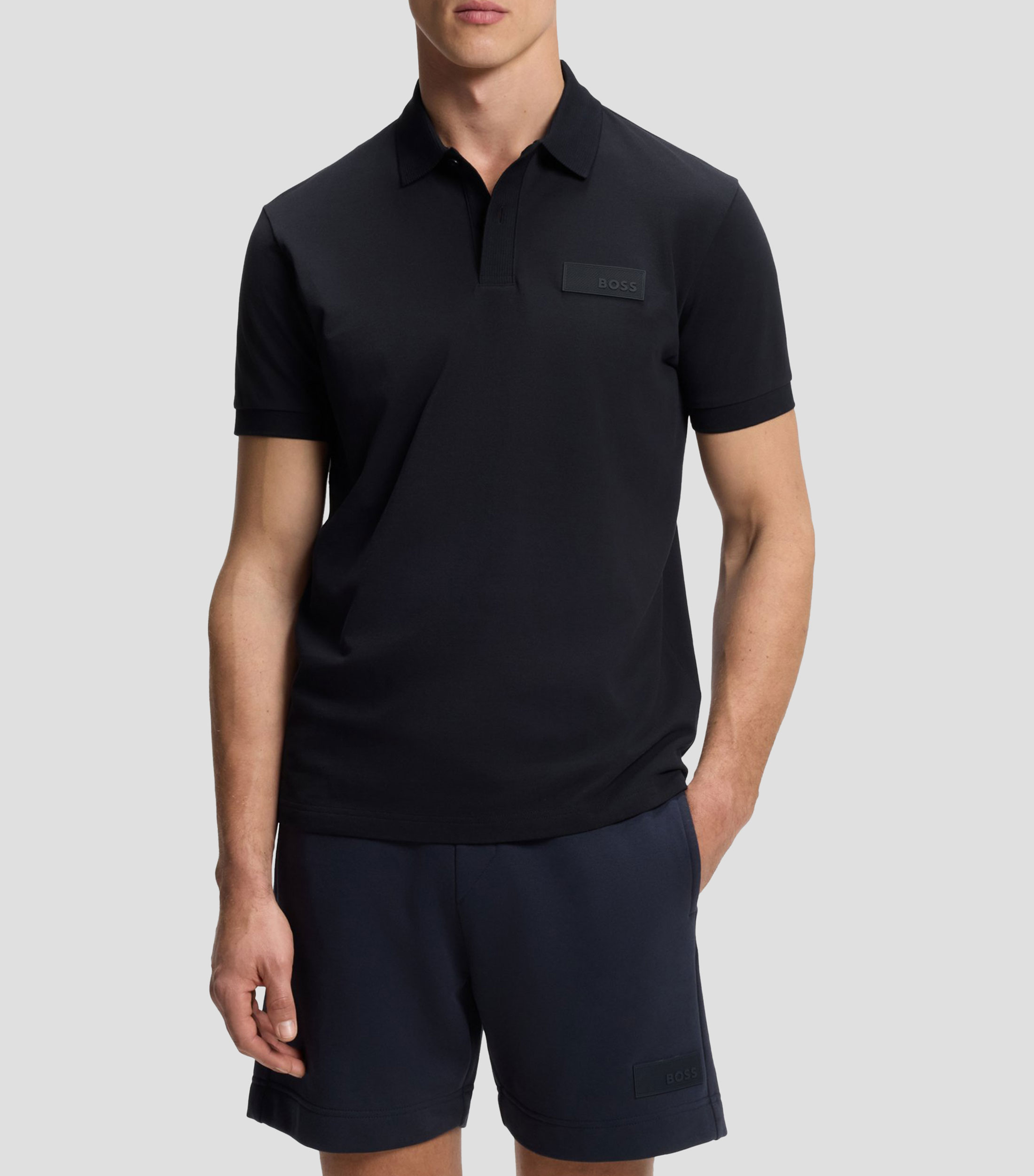 Playera tipo polo manga corta lisa Hombre