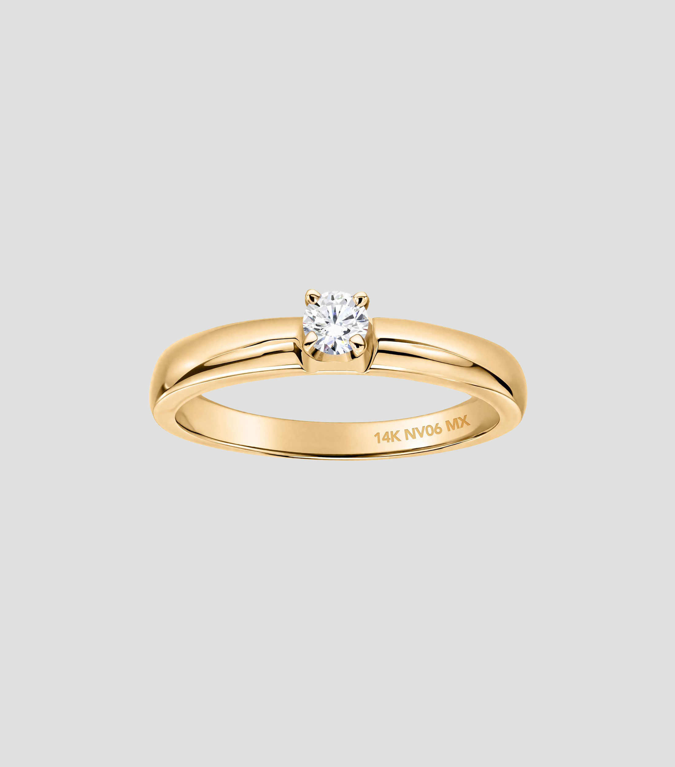 Anillo solitario en Oro amarillo de 14 Kilates con diamante Mujer