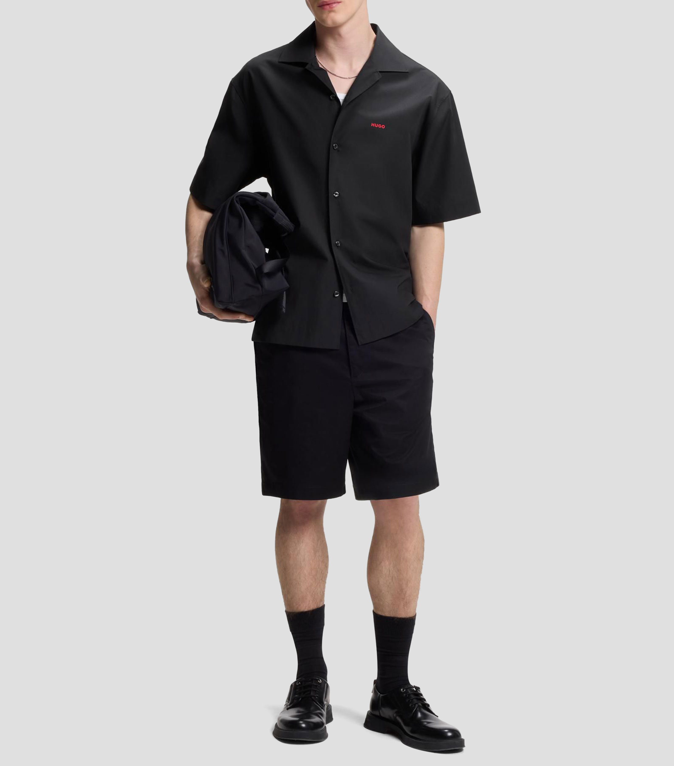 Camisa lisa manga corta Hombre