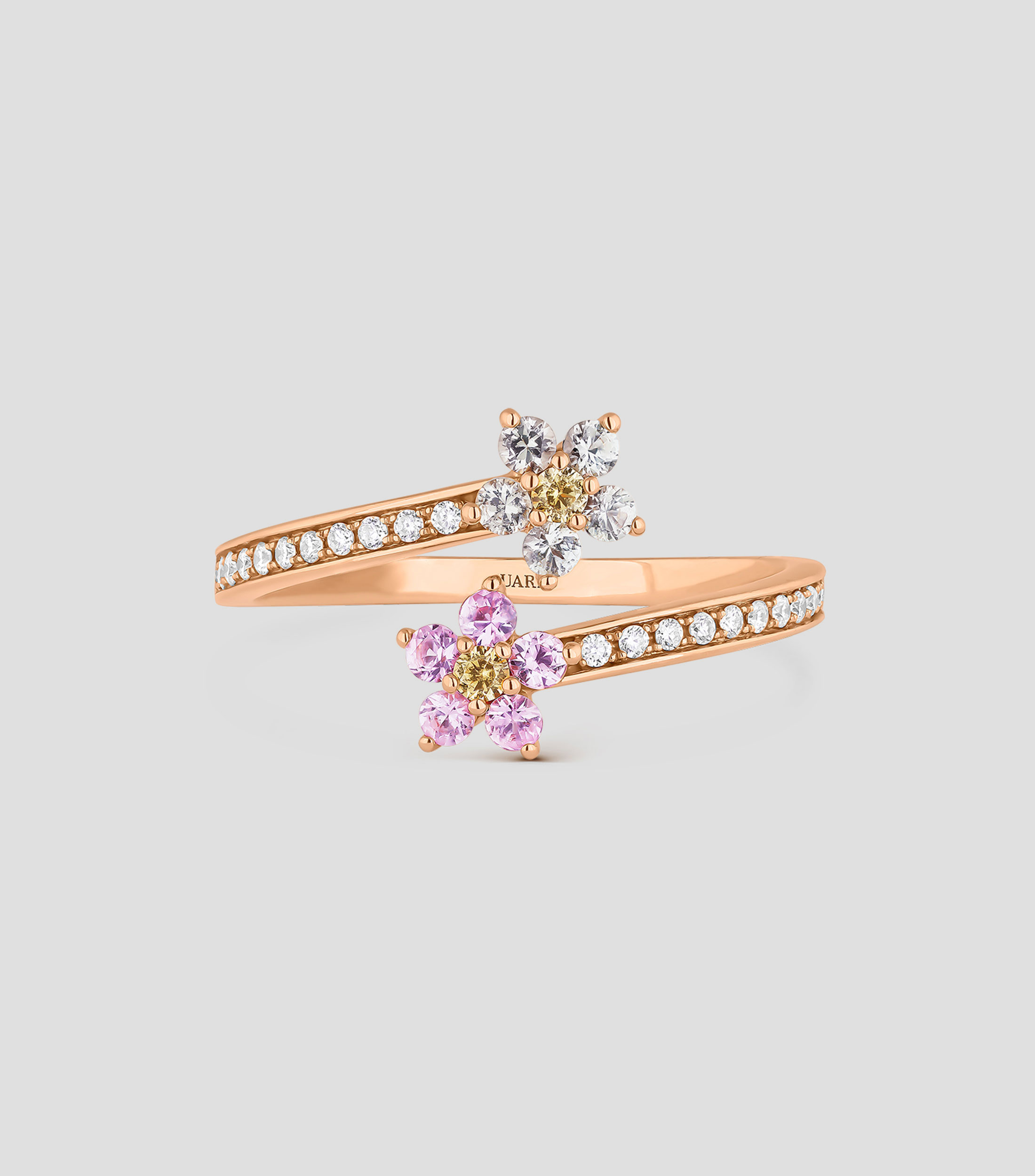 Anillo en oro rosa de 18 Kts con zafiros Mujer