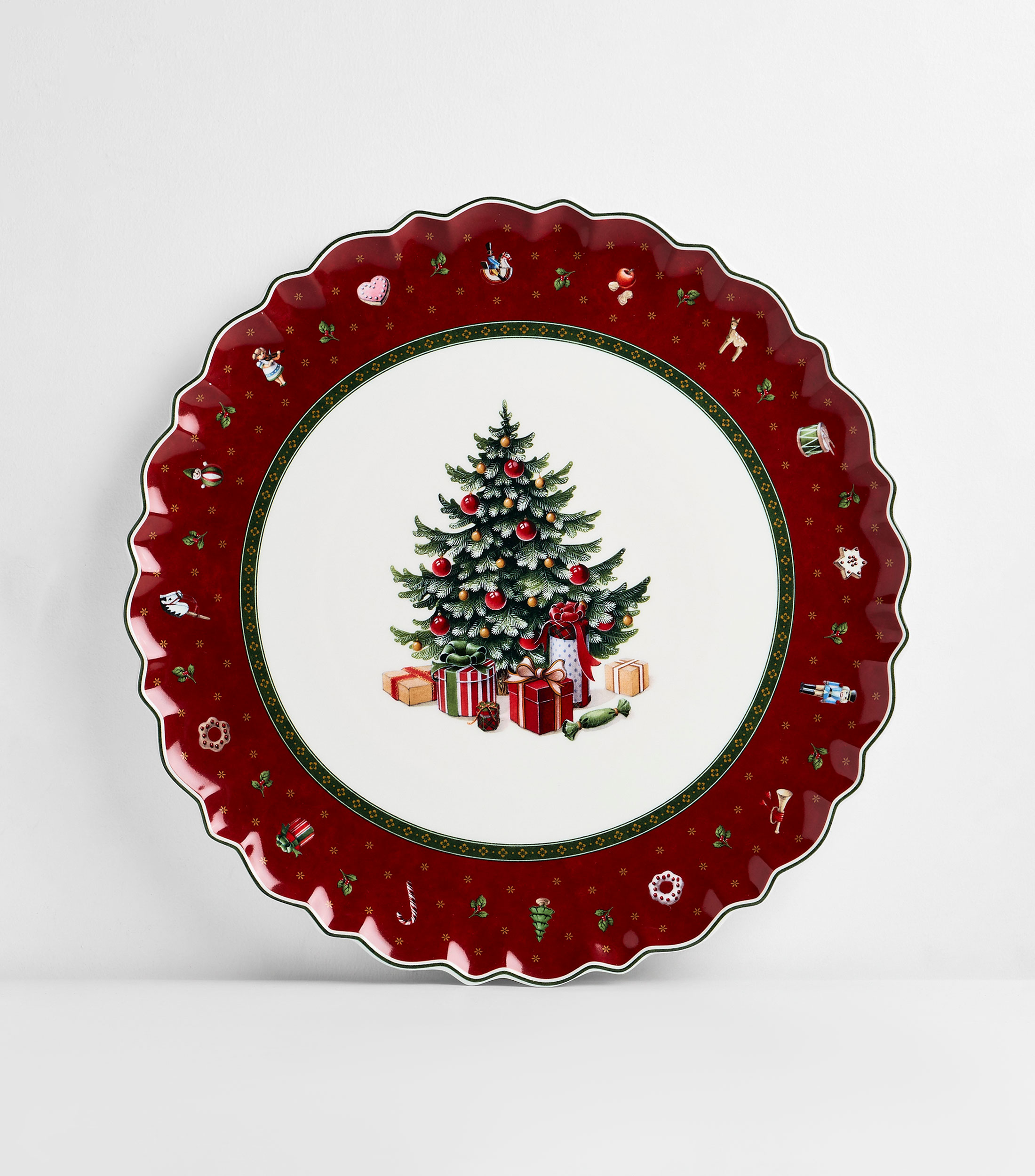 Plato fuente navideño para pastel