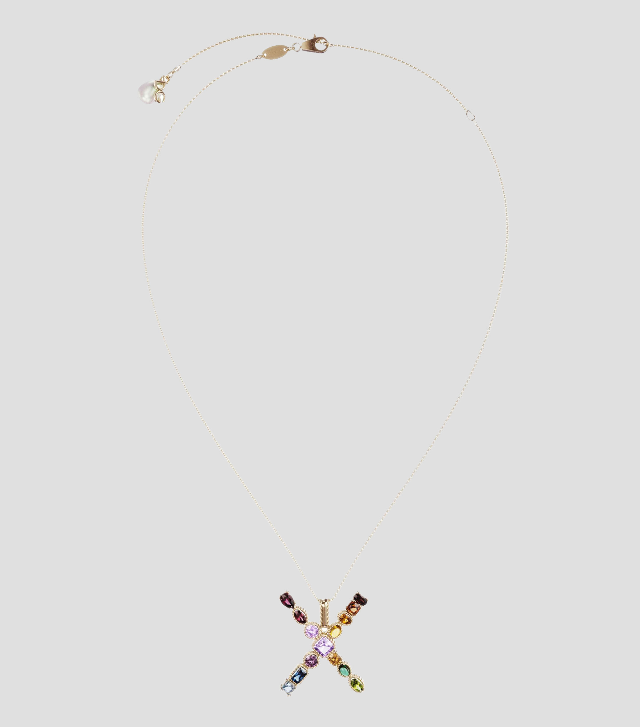Collar en Oro amarillo de 18 Kilates Alphabet Letra X Mujer