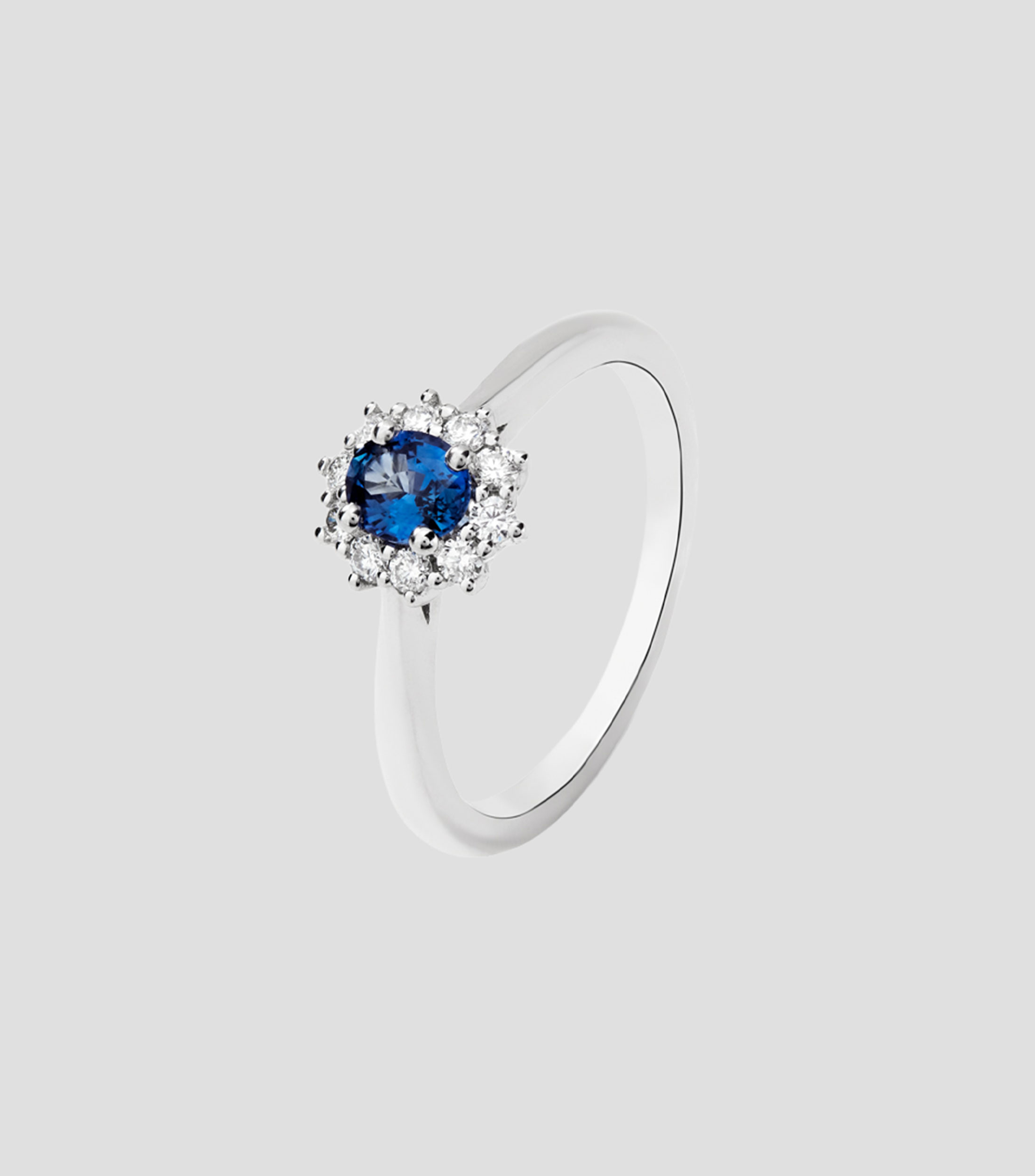 Anillo en Oro blanco de 18 Kilates con zafiro Mujer