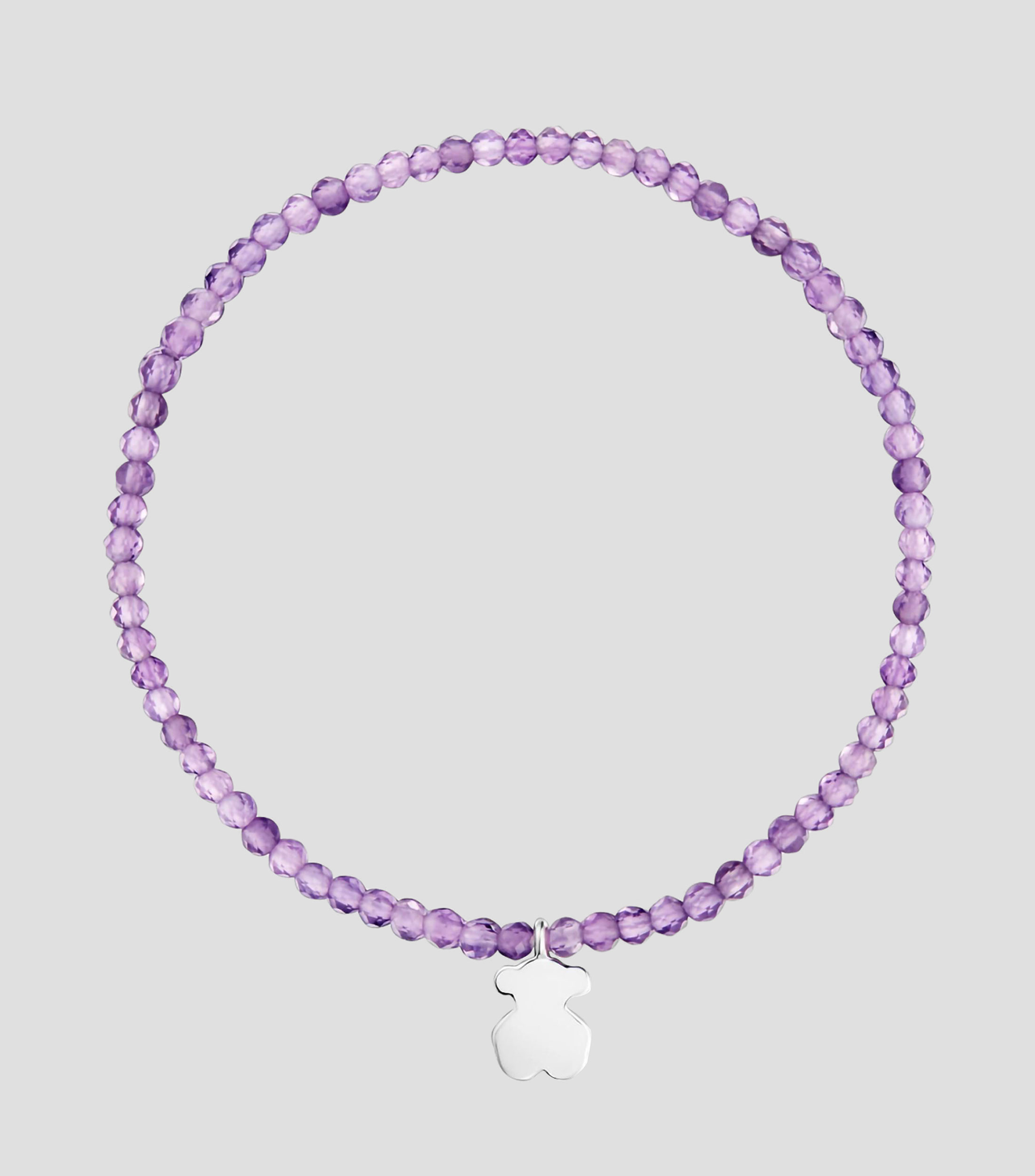 Pulsera Elastica con Bolas Facetadas con Amatista Motivos Mujer