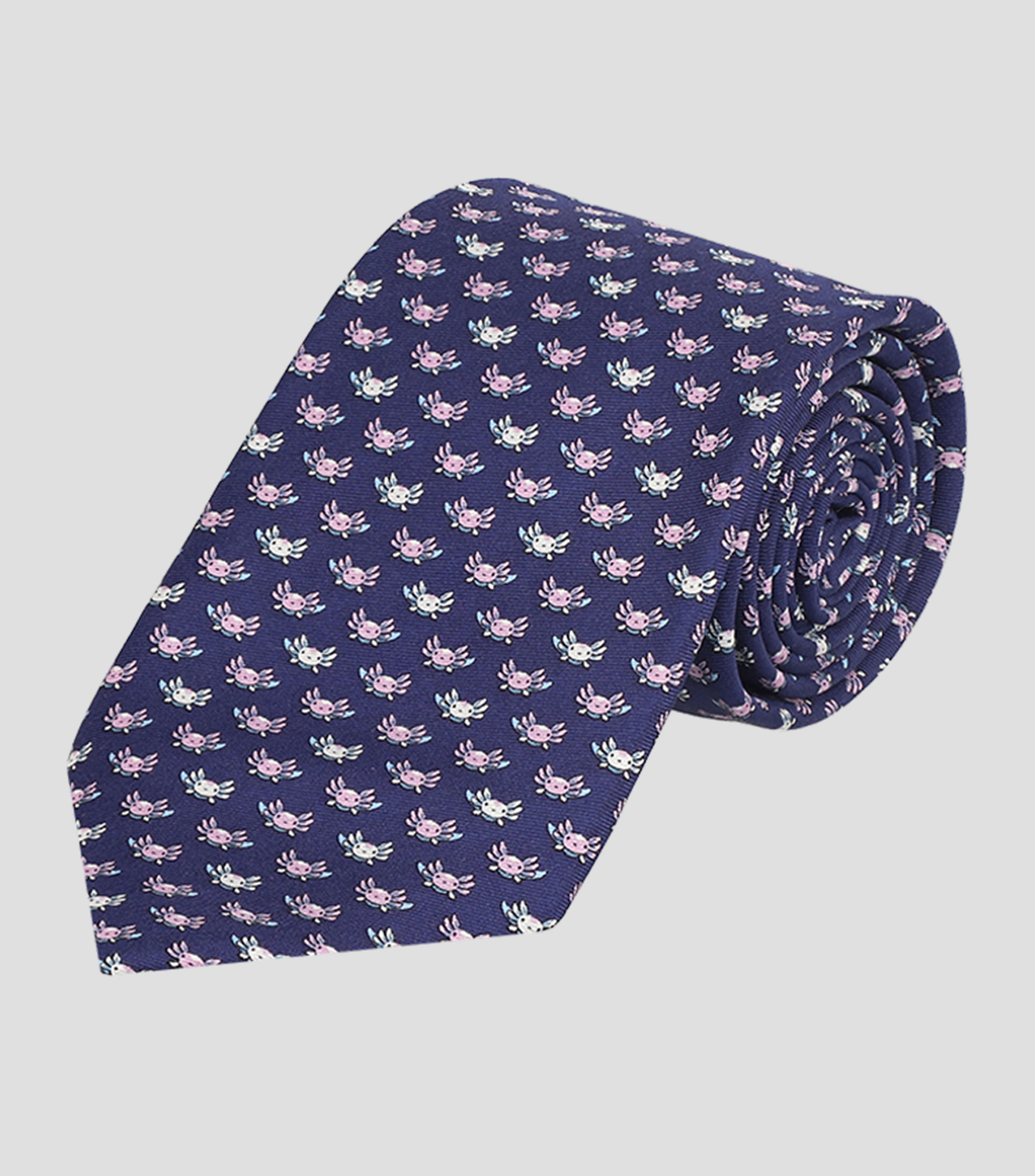 Corbata ancha con ajolotes azul marino