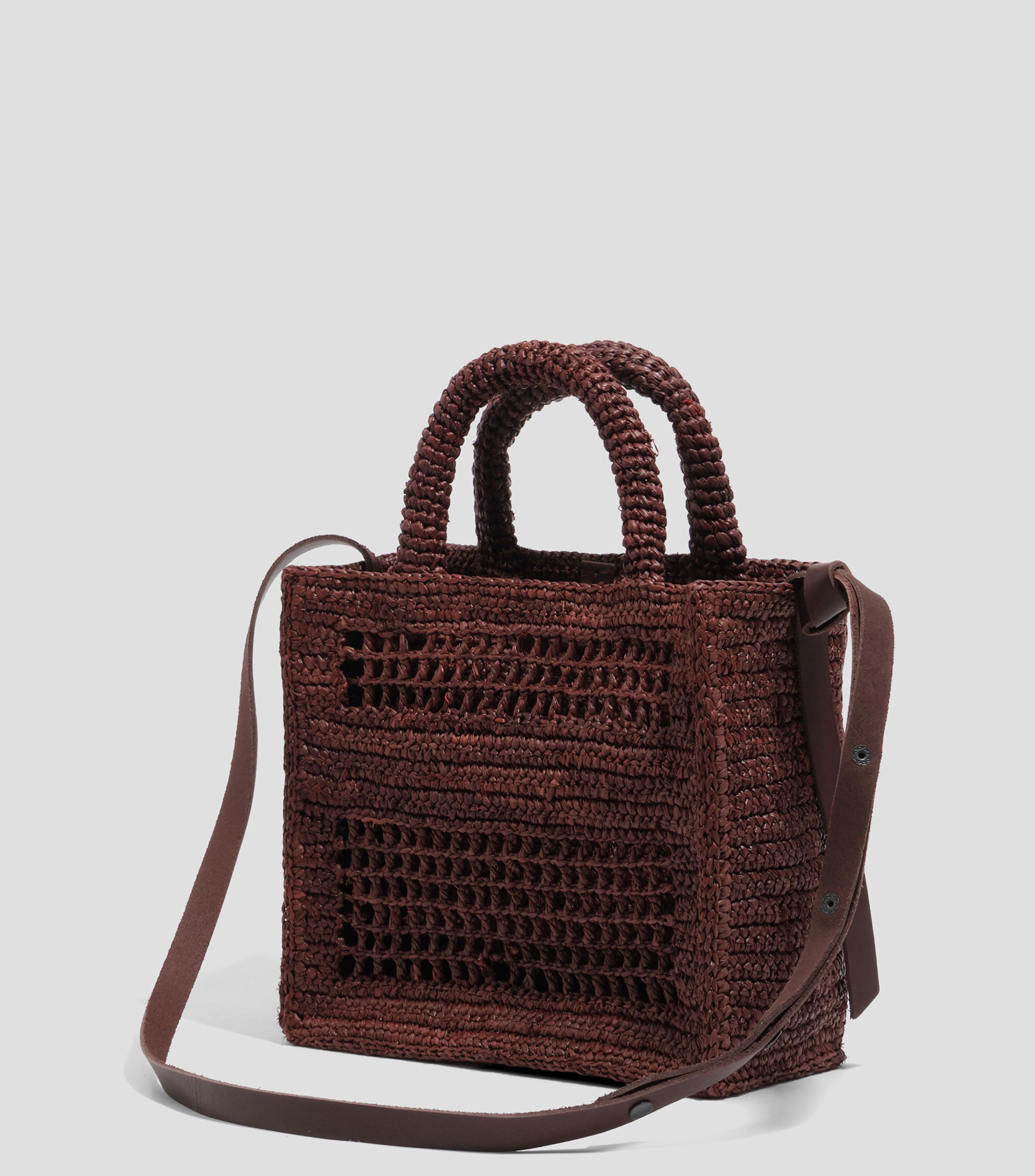 Bolso trenzado mediano rafia nuez Mujer