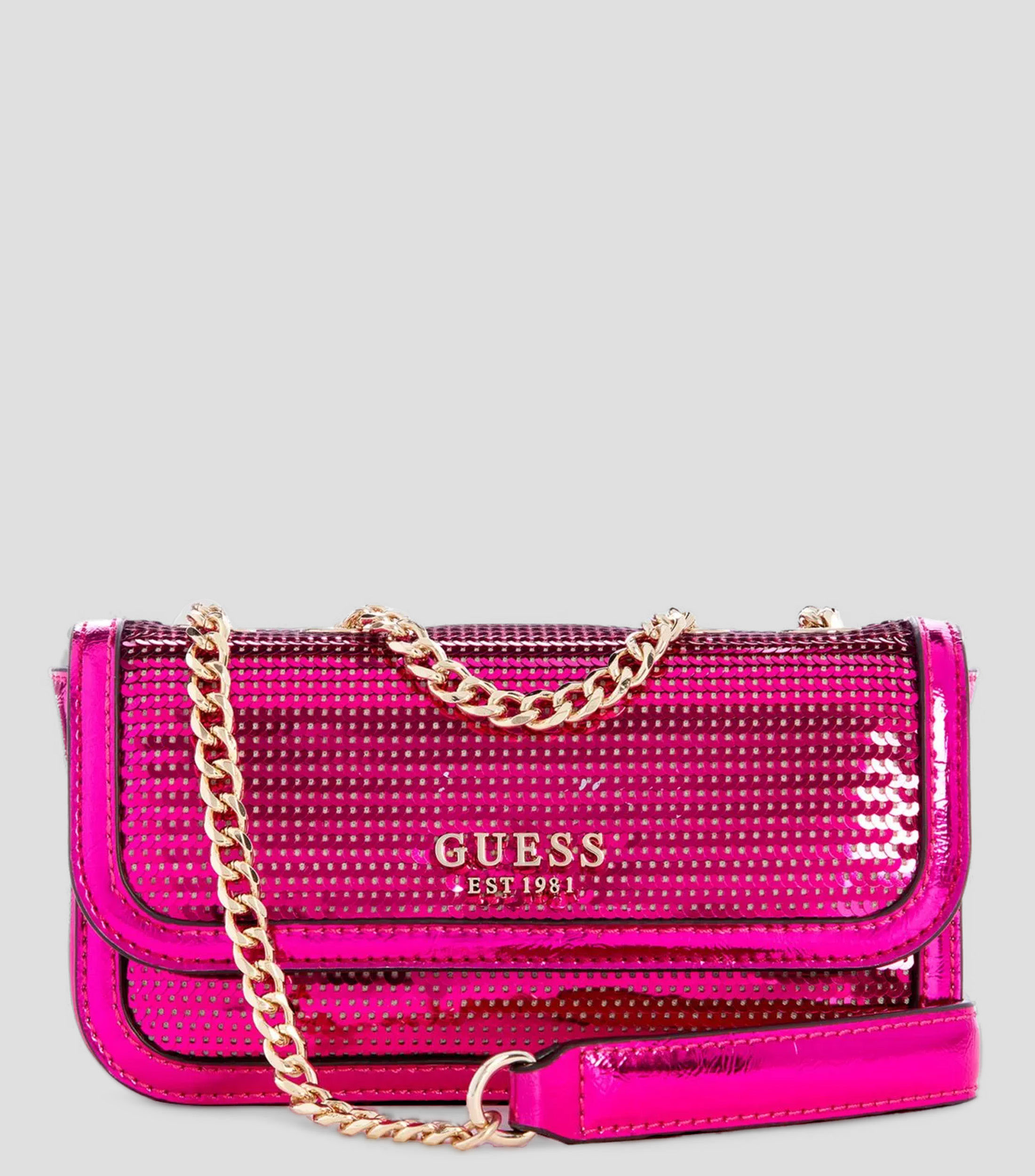 Bolso Guess Katey Luxe Mini - Rosa - Faux Fur