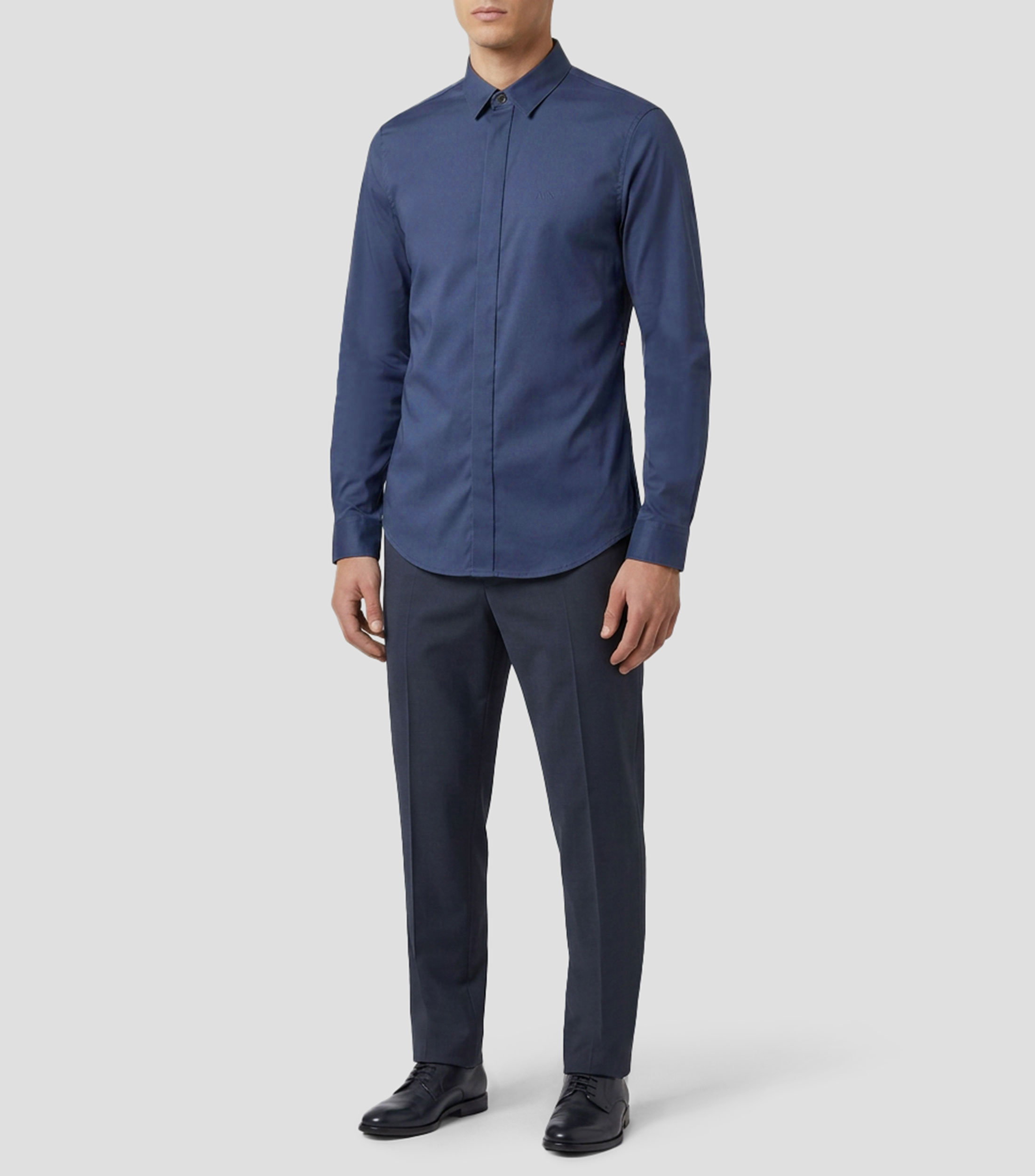 Camisa lisa manga larga Hombre