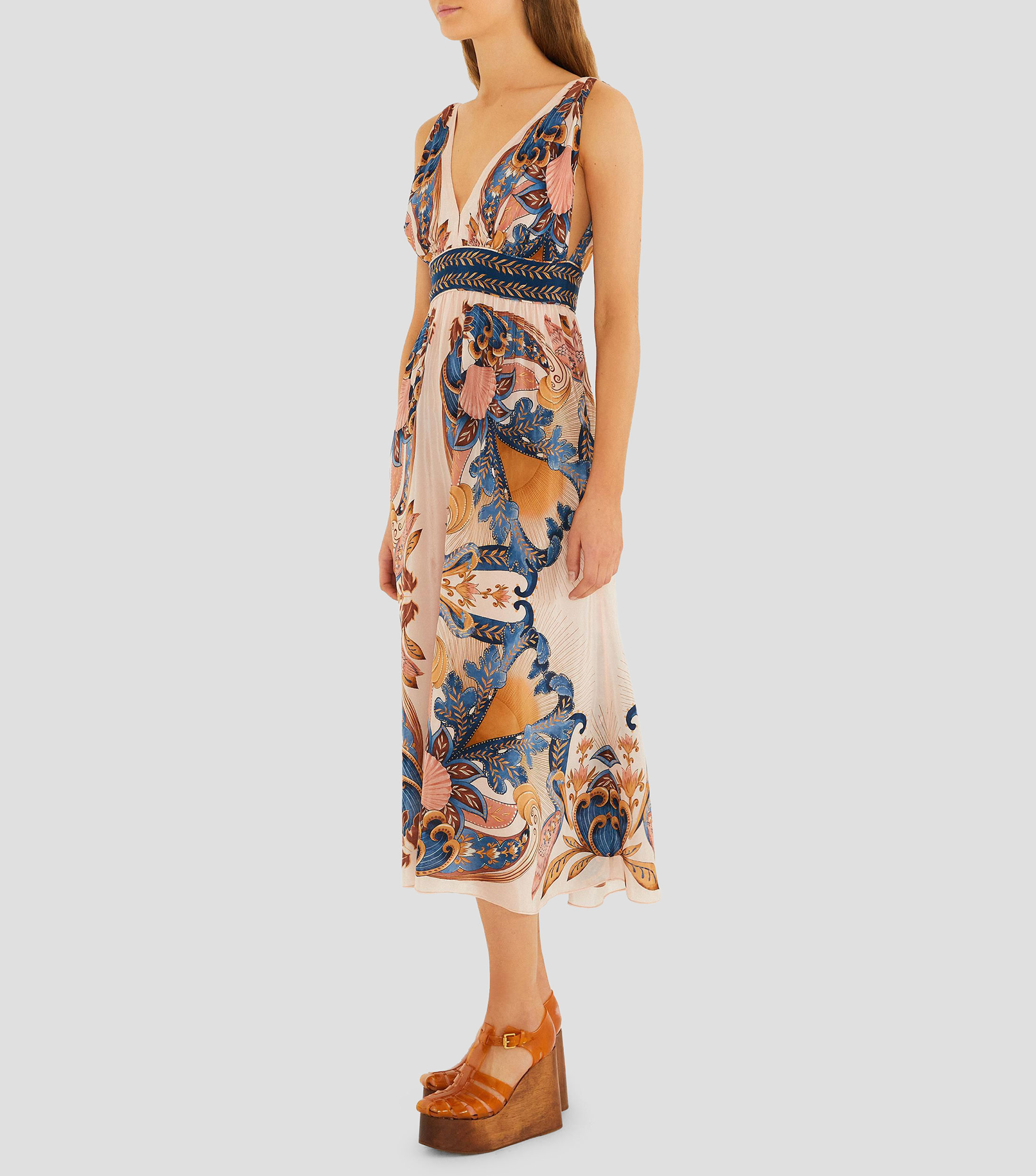 Vestido midi estampado Mujer