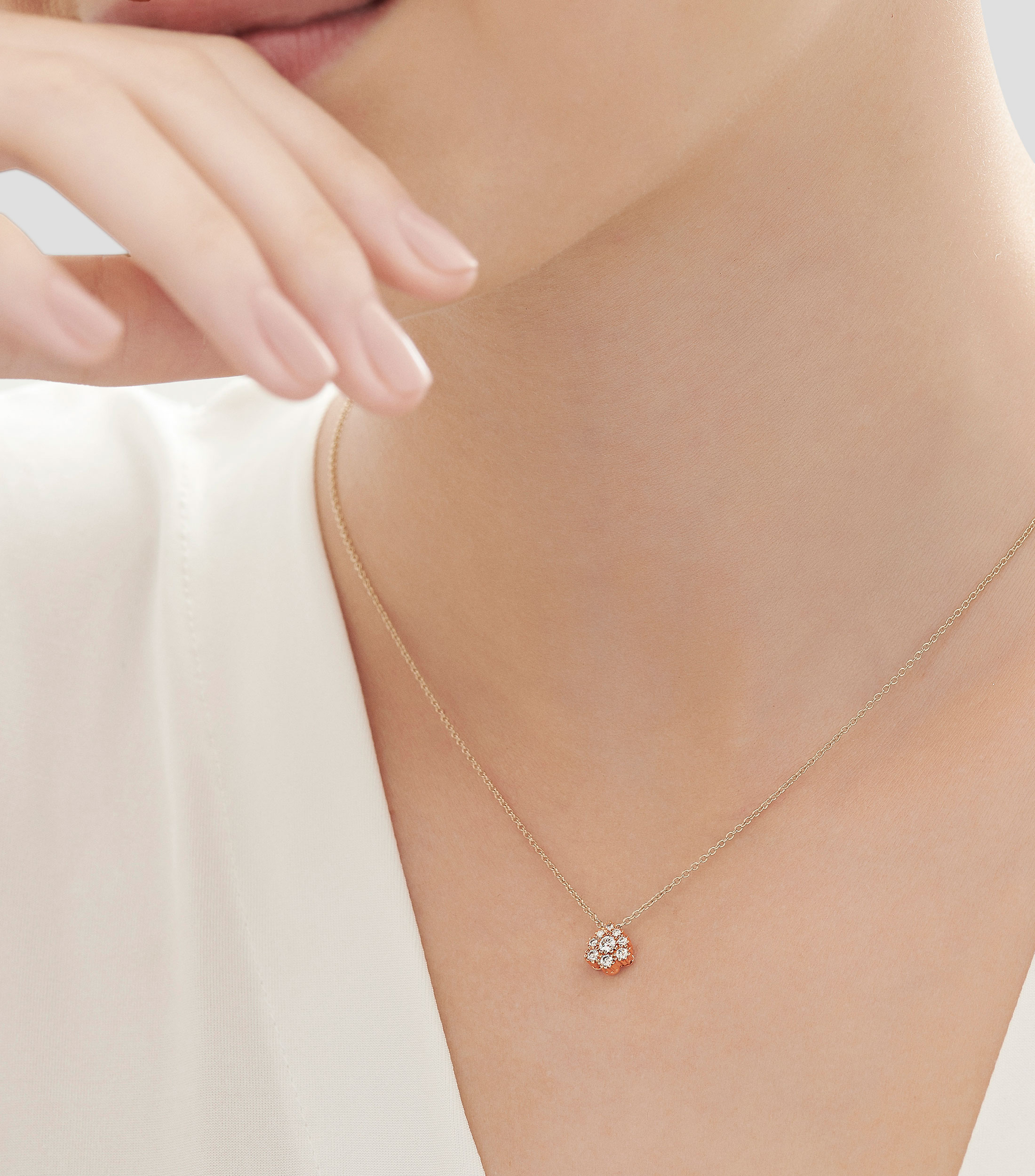 Set de Dije y Cadena en oro rosa y blanco de 18 kilates MyCollection Dew Mujer