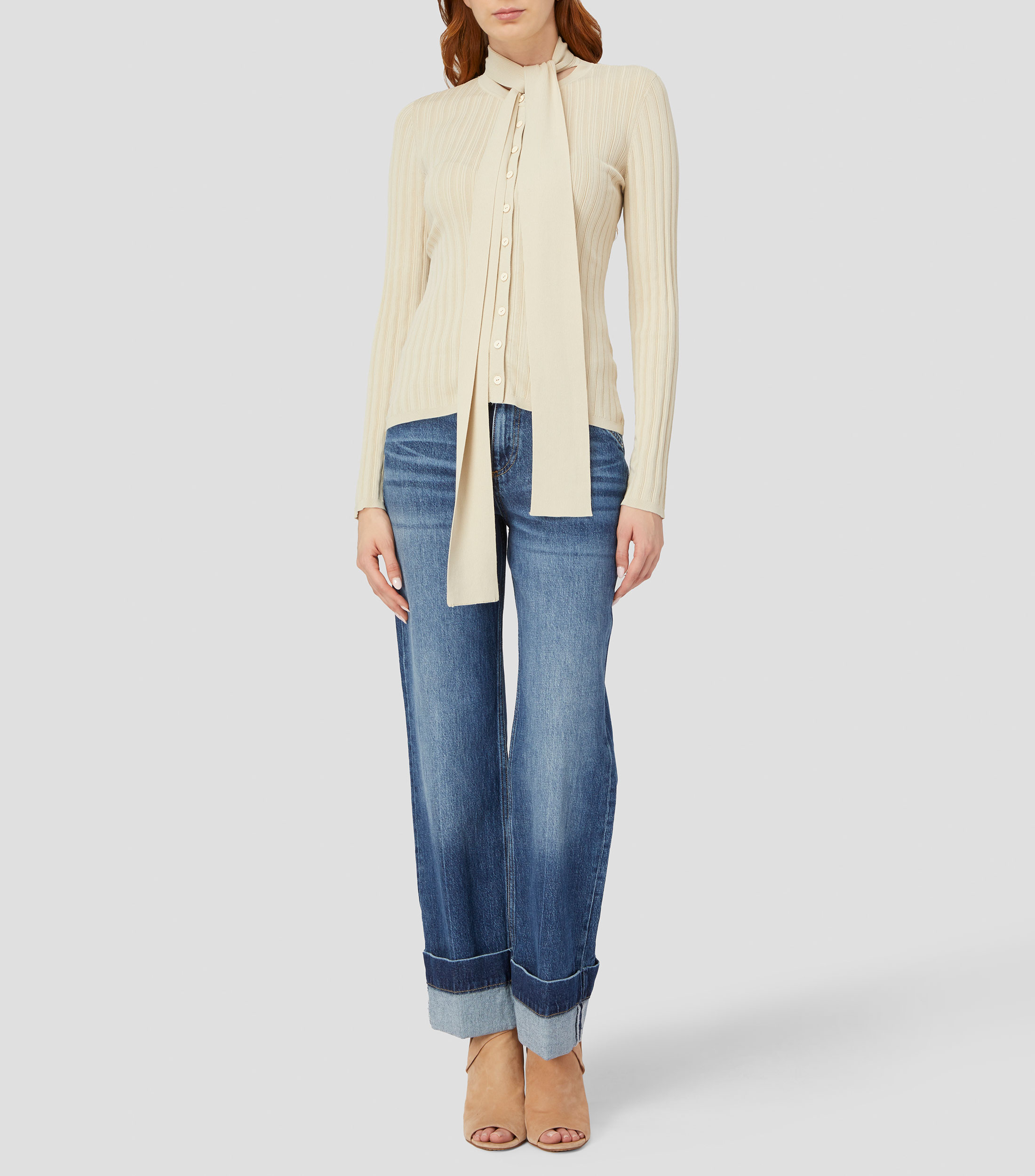Blusa lisa manga larga Mujer