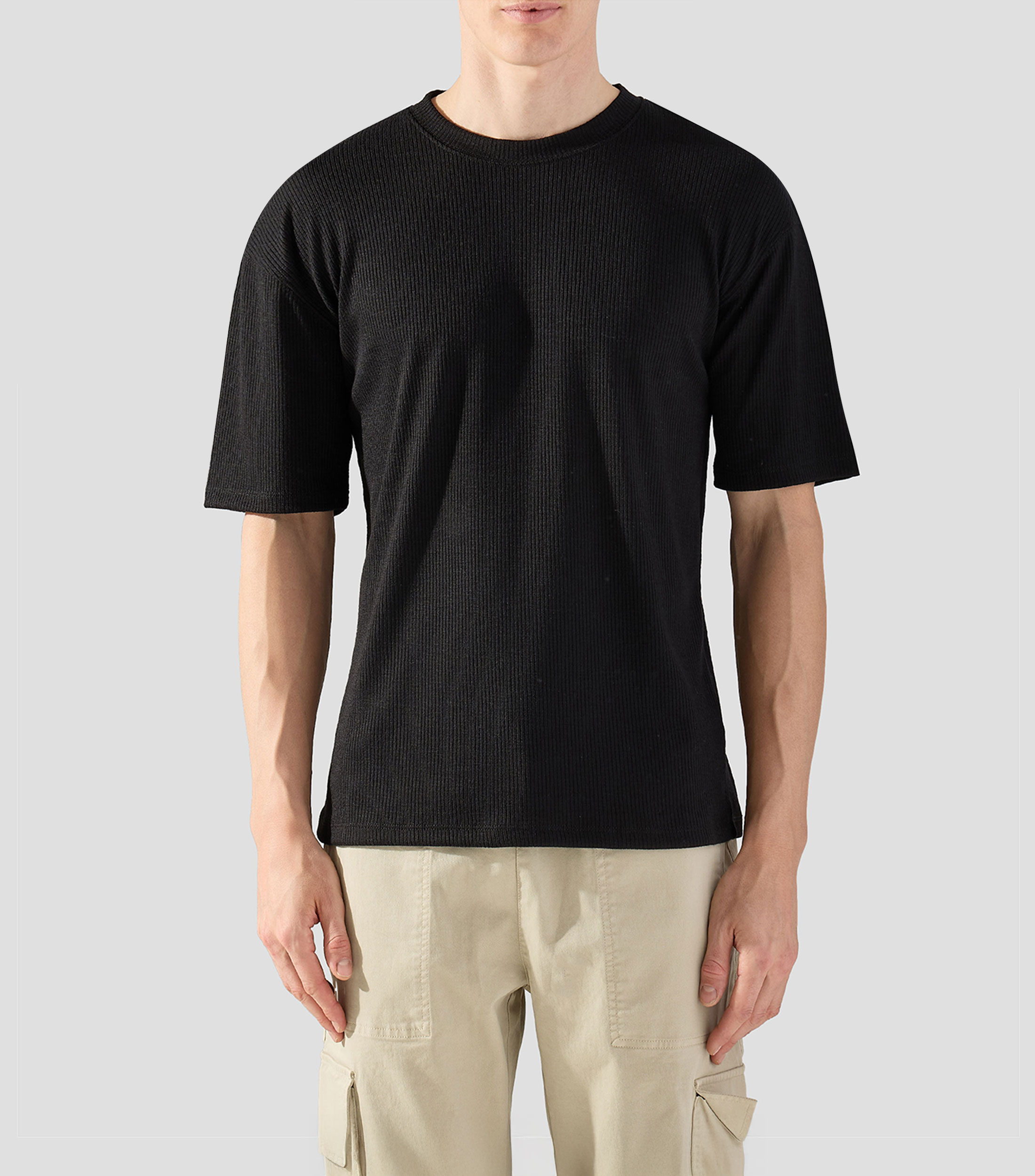 Playera cuello redondo manga corta sólida Hombre