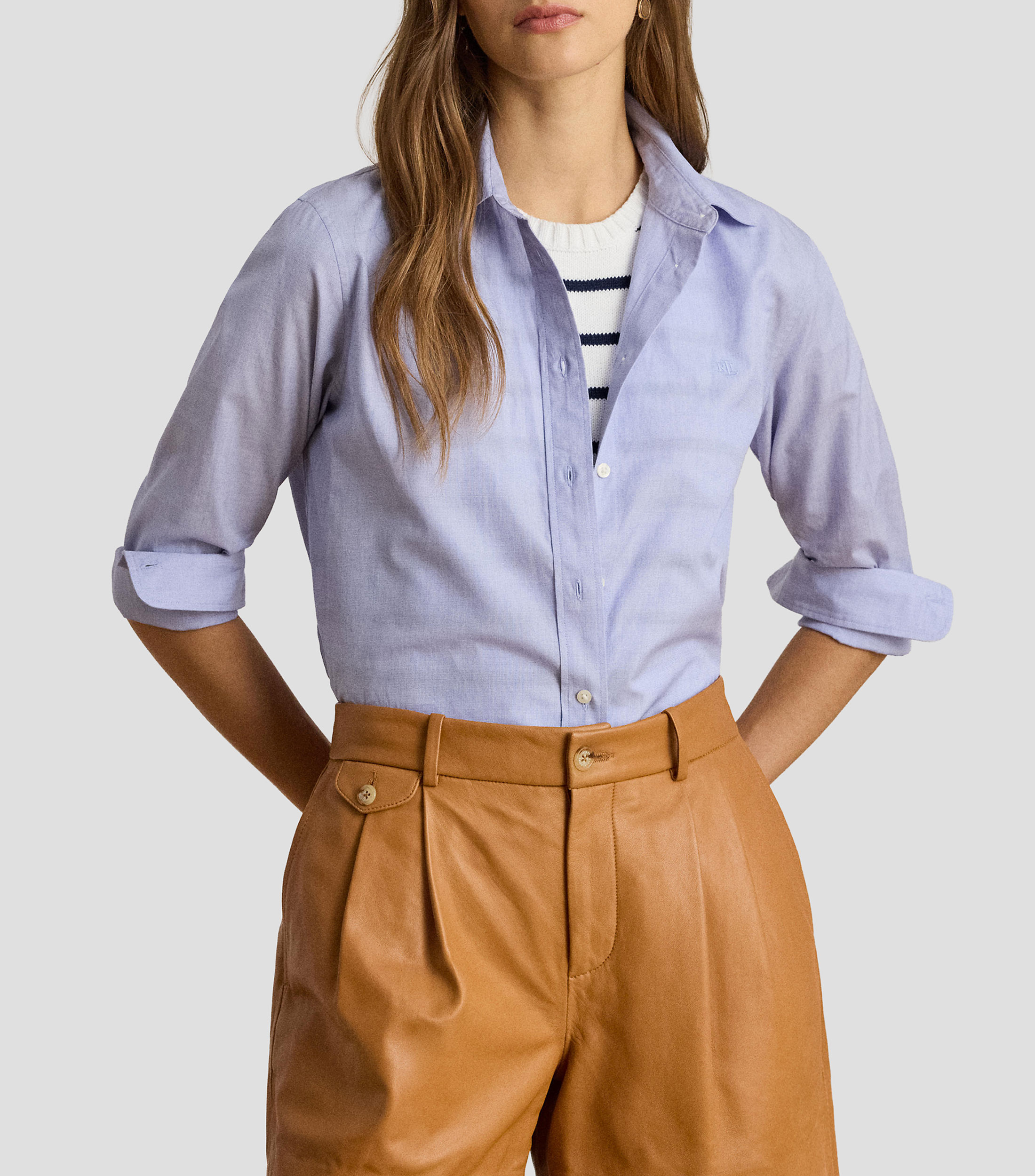 Camisa lisa con manga larga Mujer