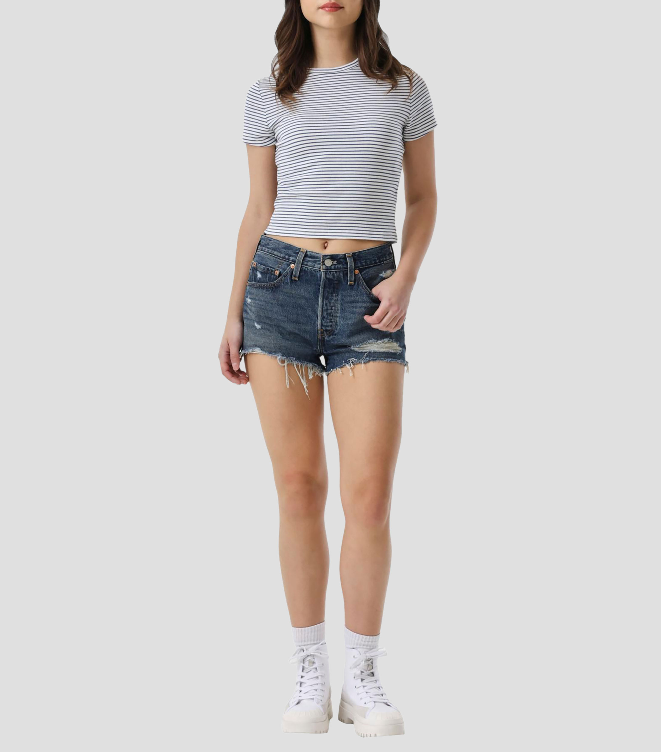 Short liso de mezclilla Mujer