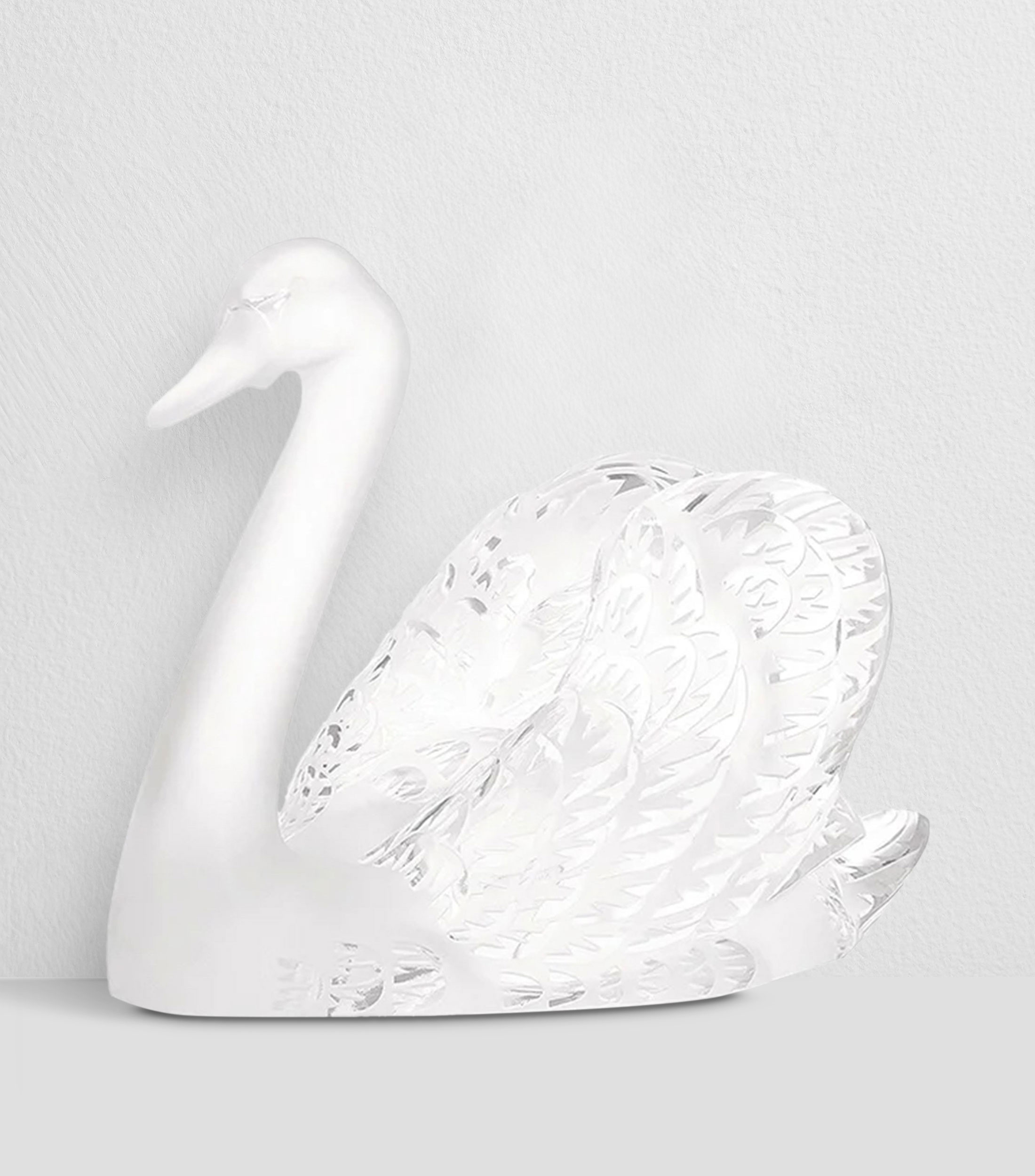 Figura decorativa cisne cabeza arriba en cristal