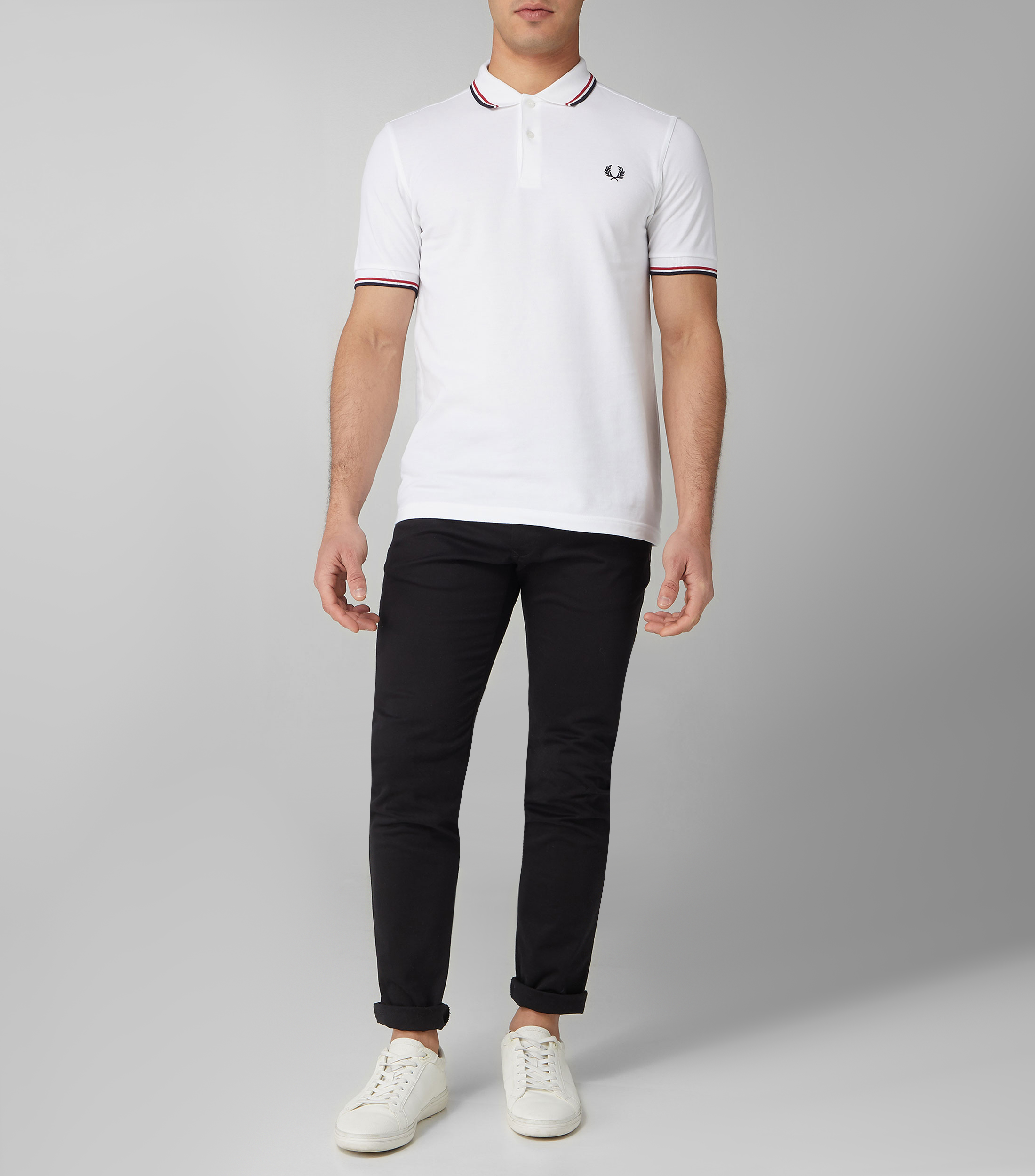 Playera Tipo Polo Blanca Manga Corta Hombre