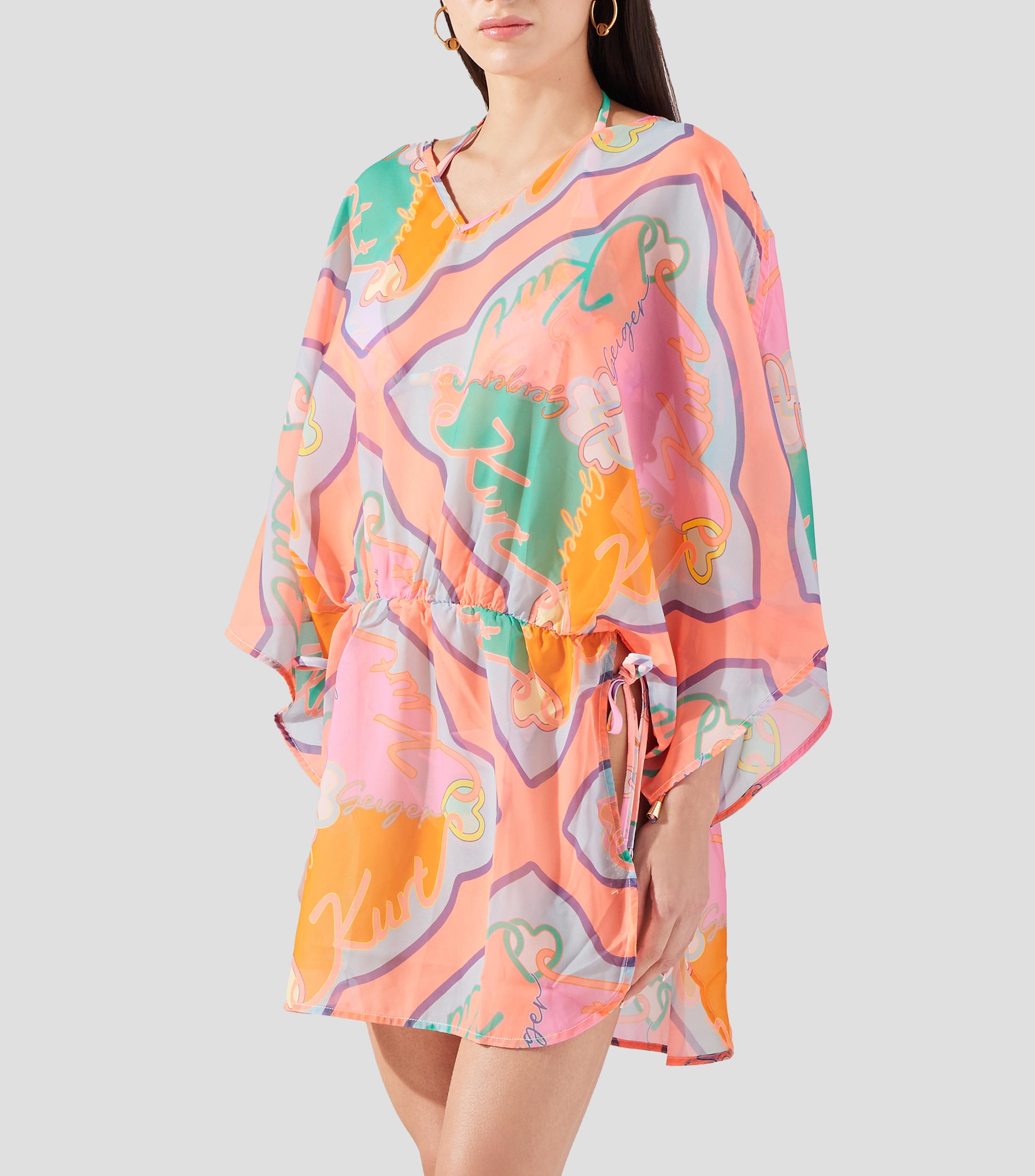 Túnica estampada manga corta Mujer