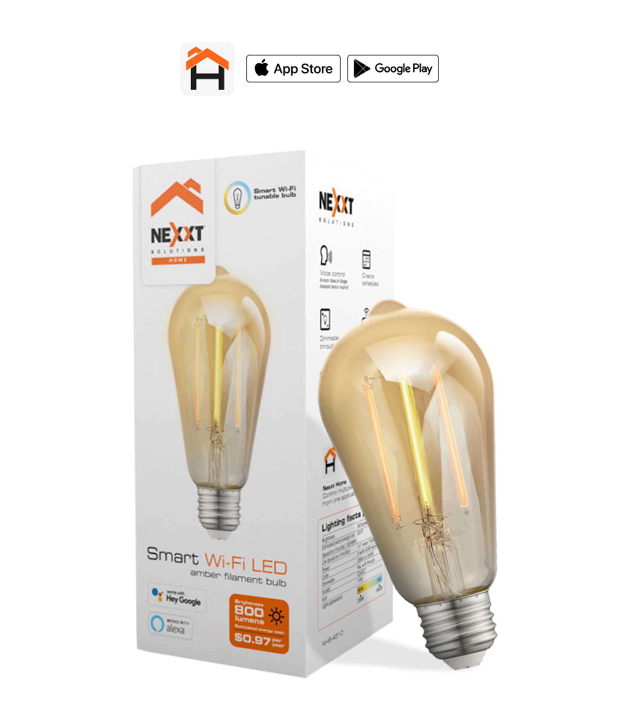 Foco LED Inteligente de filamento color ámbar