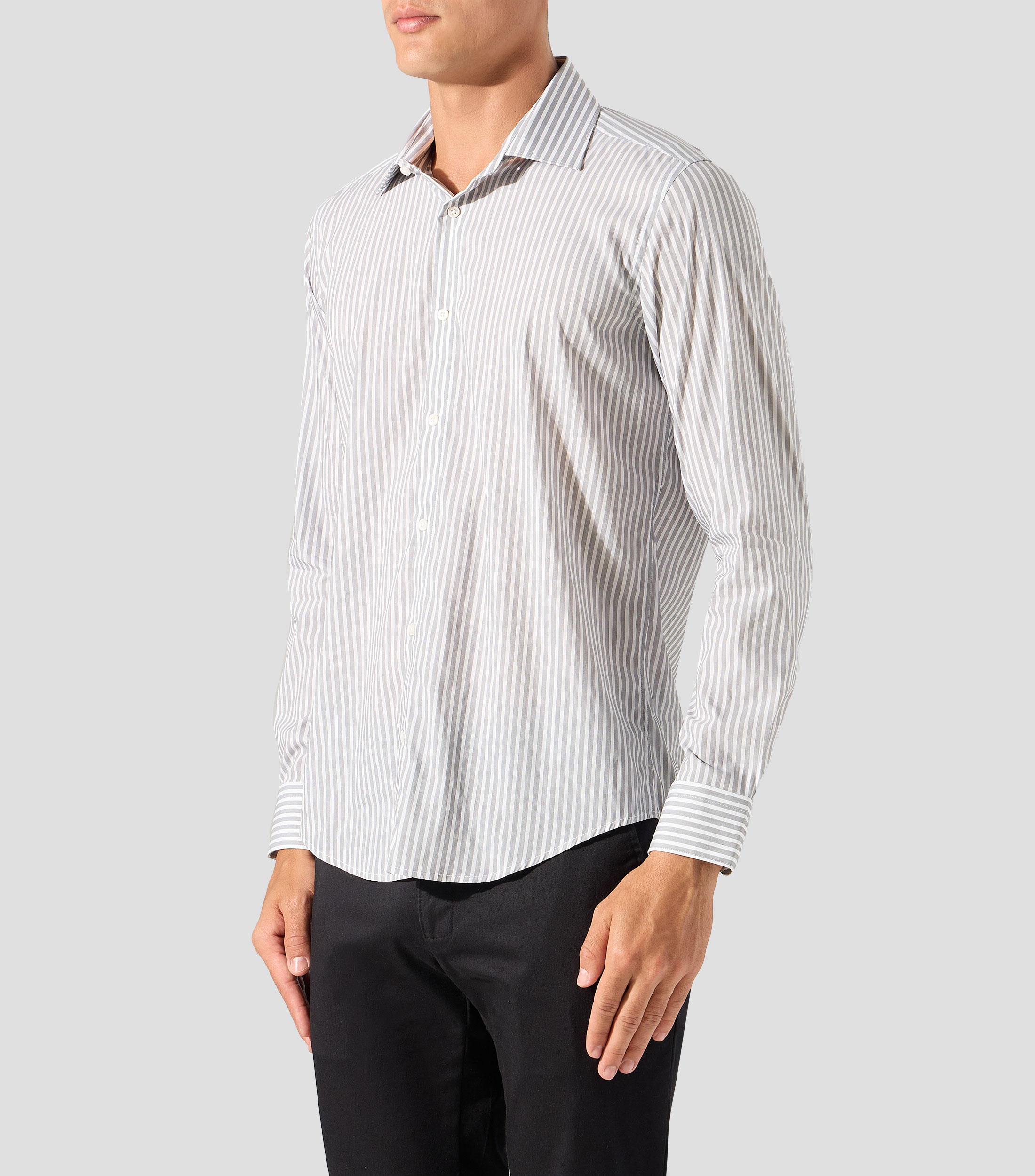 Camisa a rayas manga larga Hombre