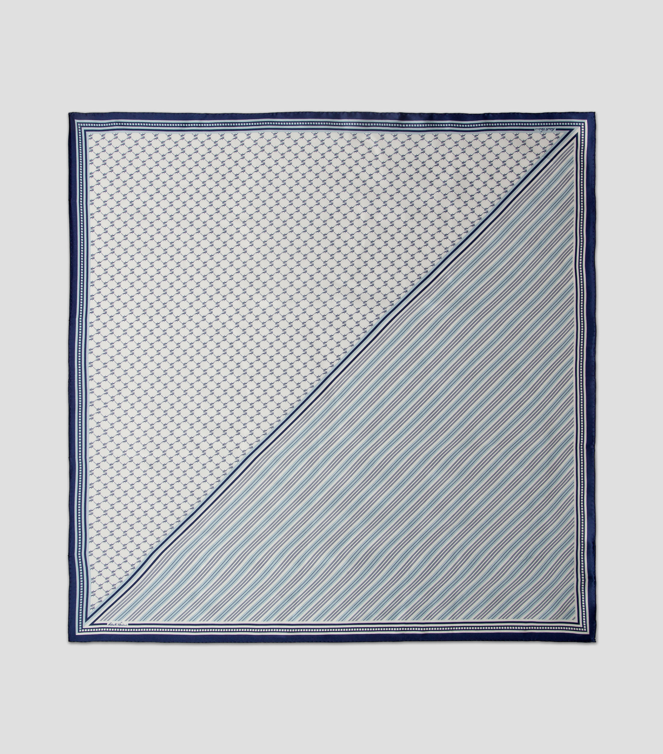 Pañuelo de seda azul/blanco estampado Mujer