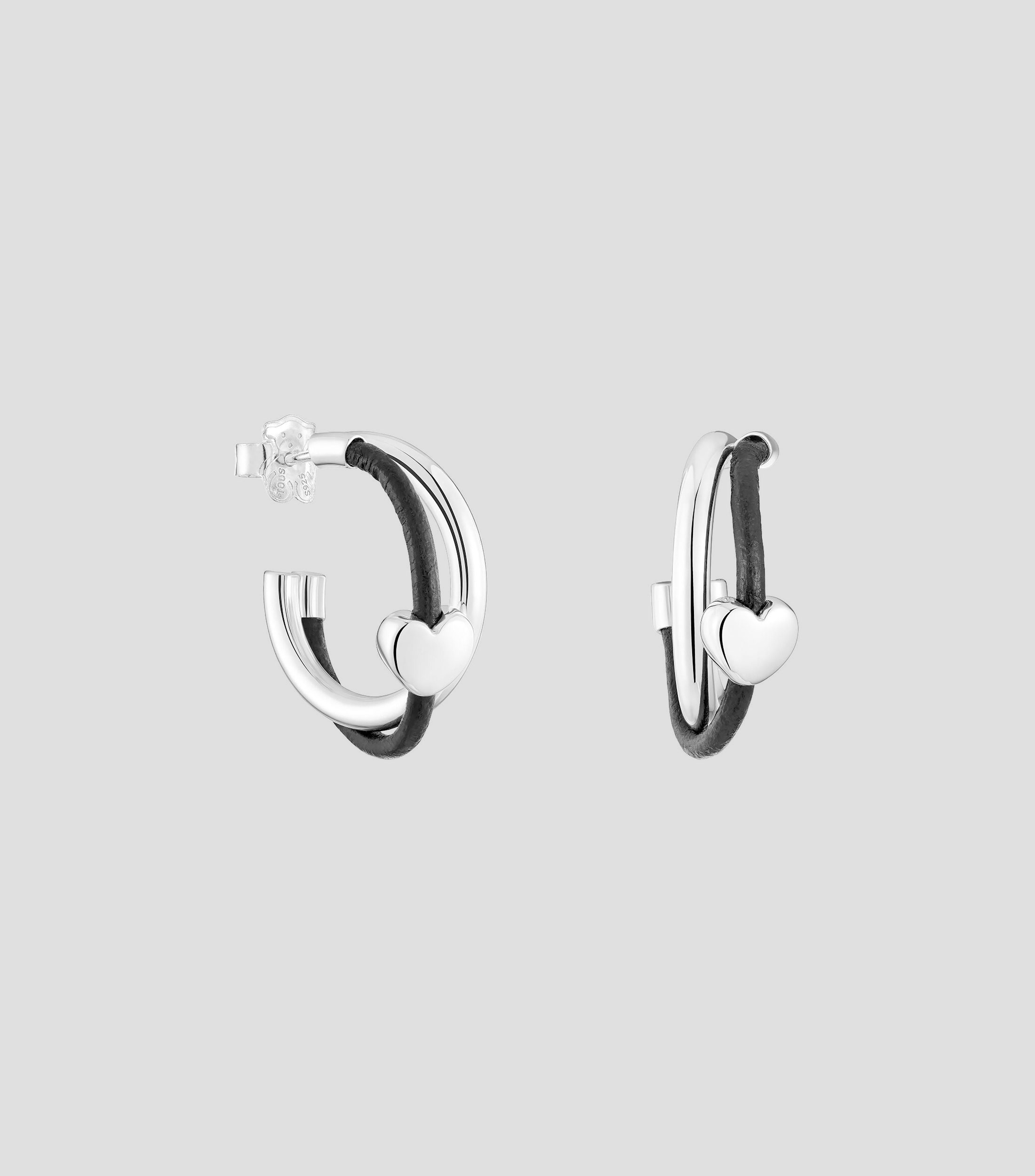 Aretes de aro en Plata Bold Motif Mujer
