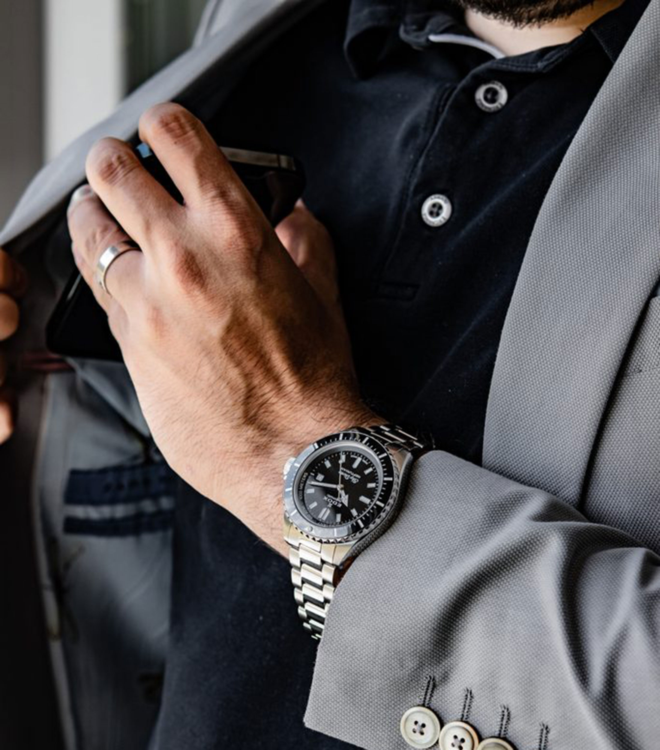 Reloj para Hombre Neptunian Deportivo, Plateado y Negro