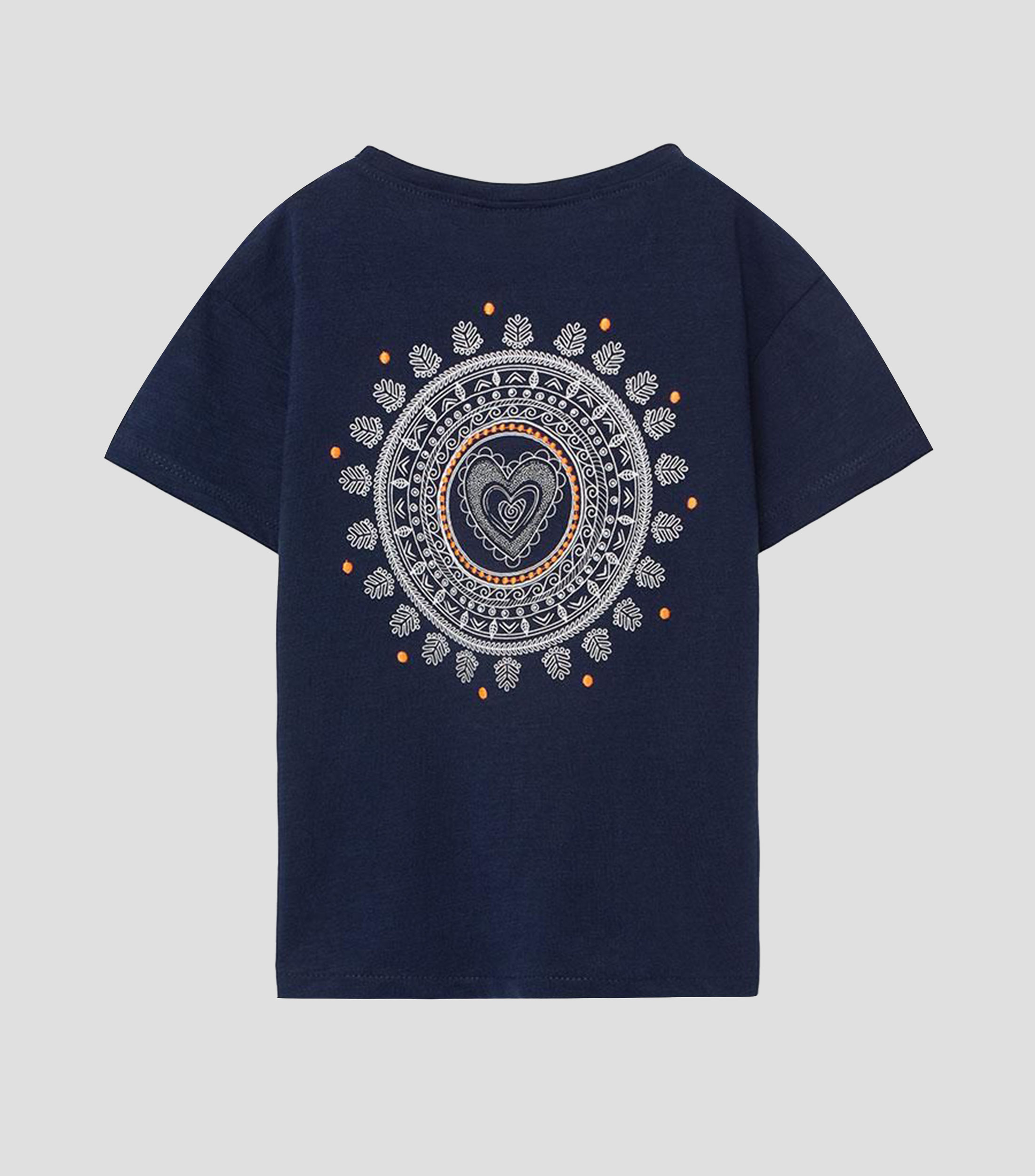 Playera cuello redondo manga corta estampada Niña