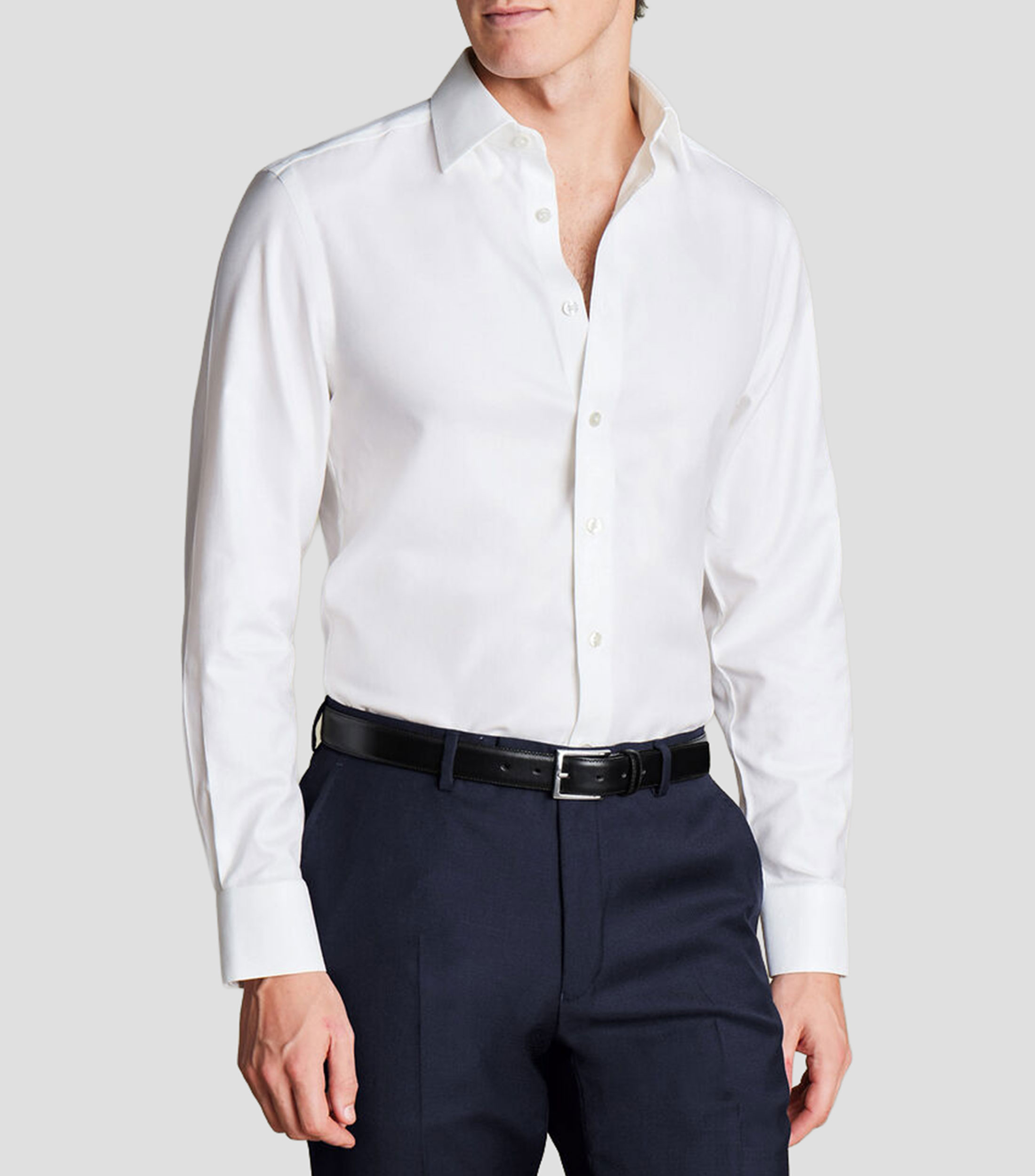 Camisa de vestir lisa manga larga Hombre