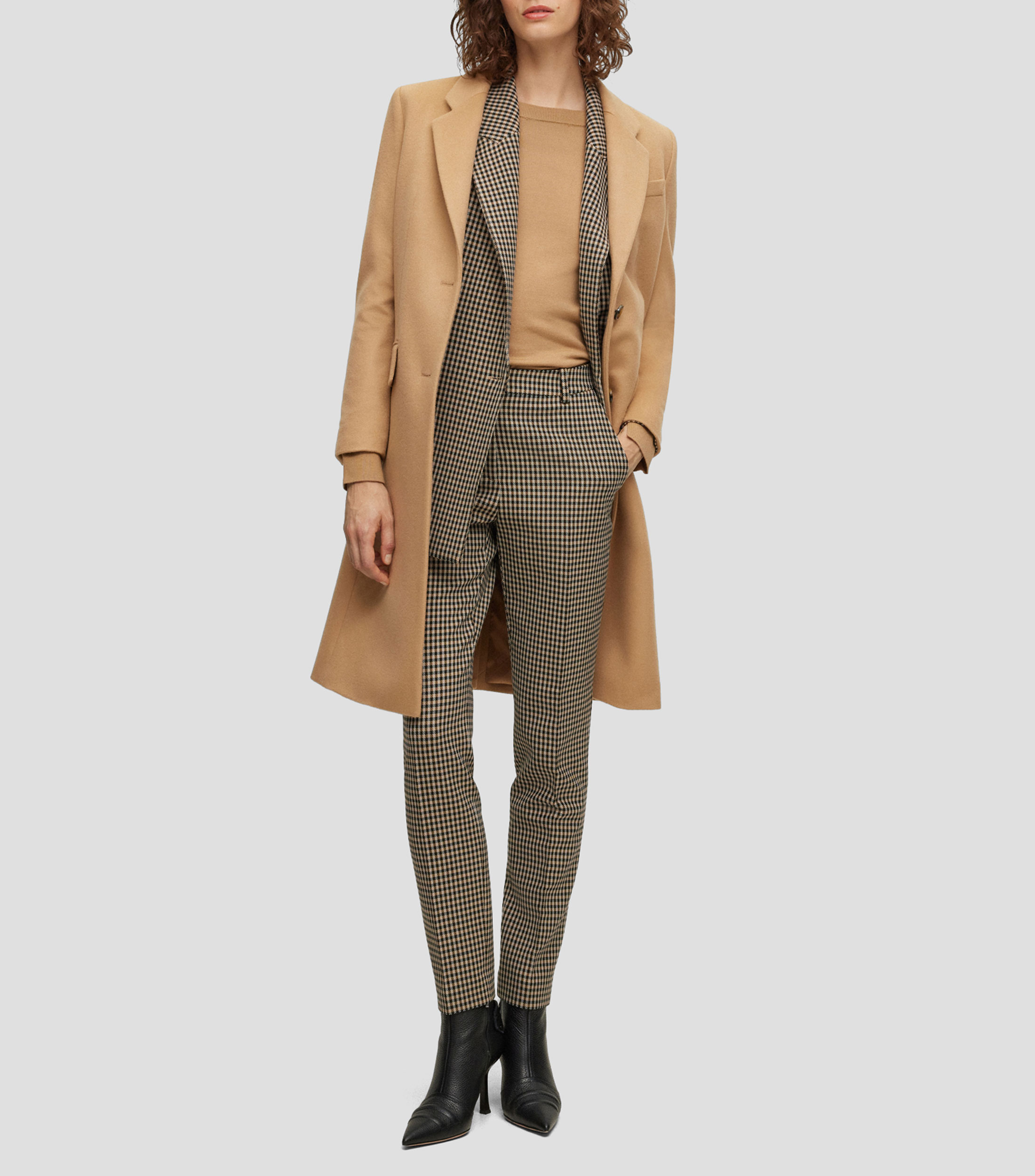 Abrigo slim fit en lana virgen y cashmere Mujer