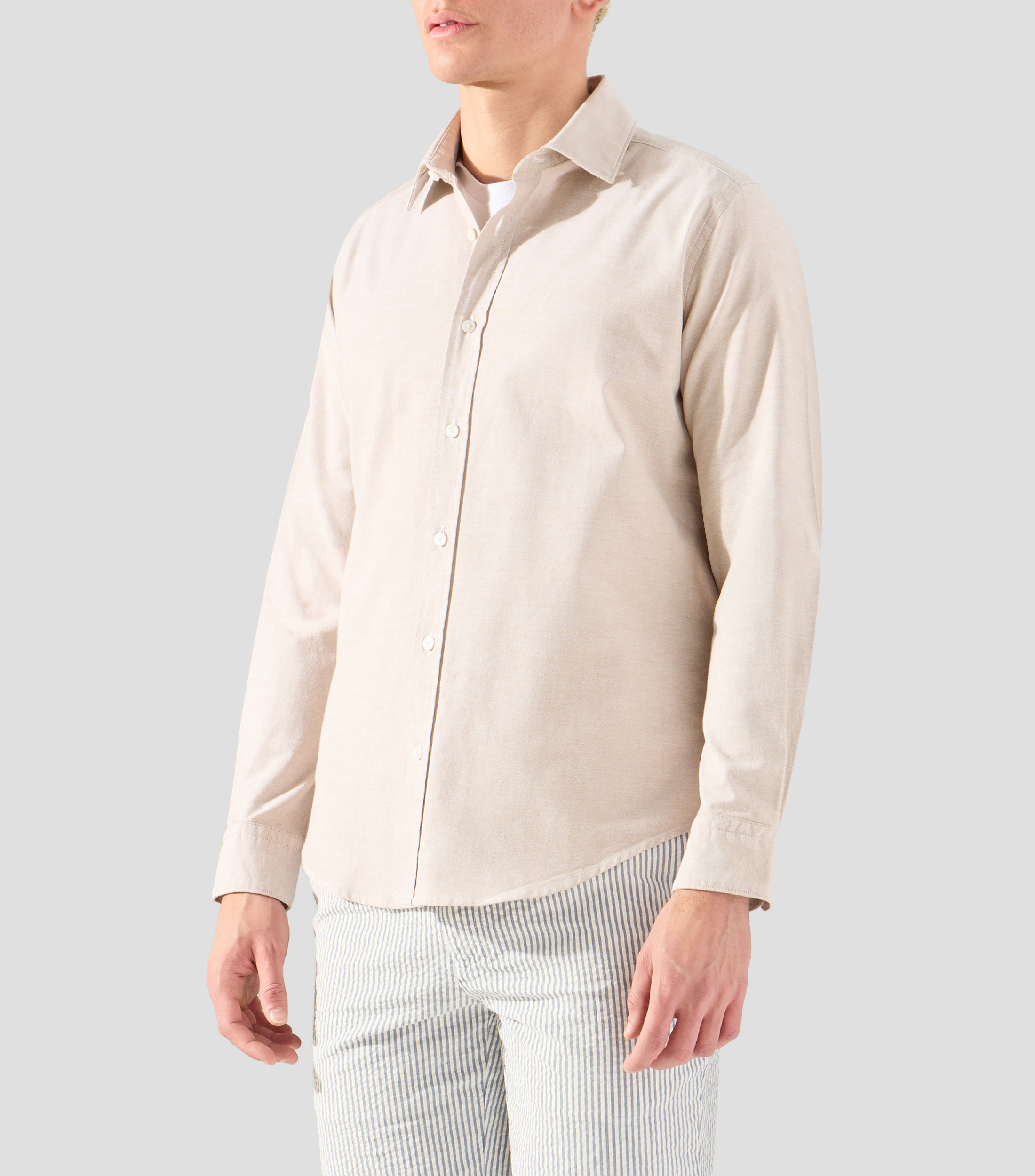 Camisa lisa con manga larga Hombre